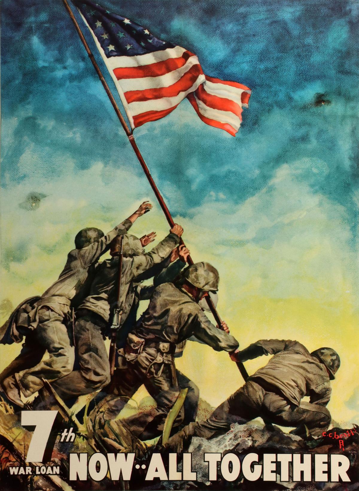A 1945 POSTER OF MARINES AT IWO JIMA FOR 7TH WAR LOAN