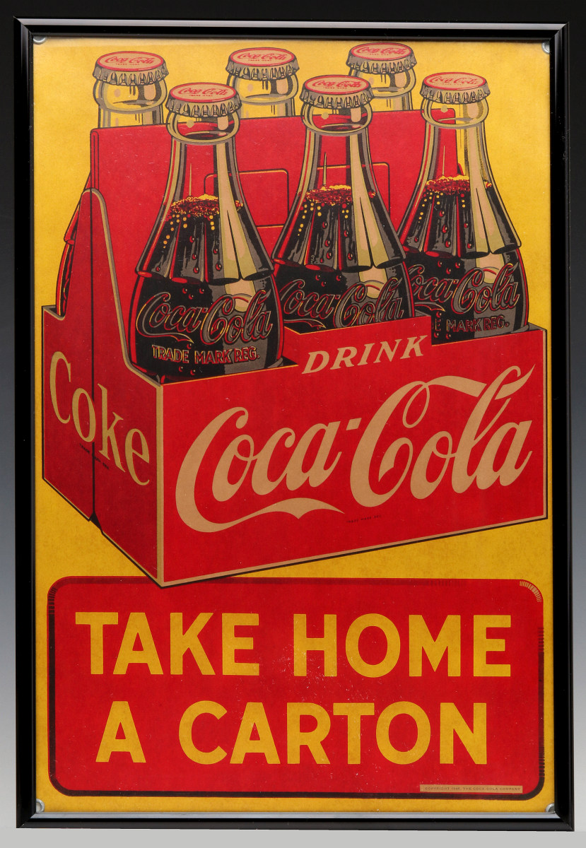A 1946 COCA-COLA PAPER ADVERTISING SIGN WITH GROMMETS