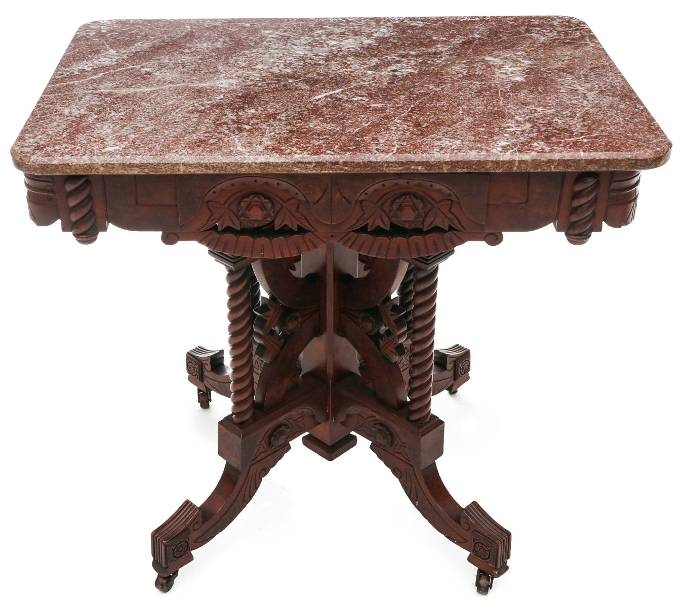 A DISTINCTIVE BROOKS QUALITY VICTORIAN MARBLE TOP TABLE