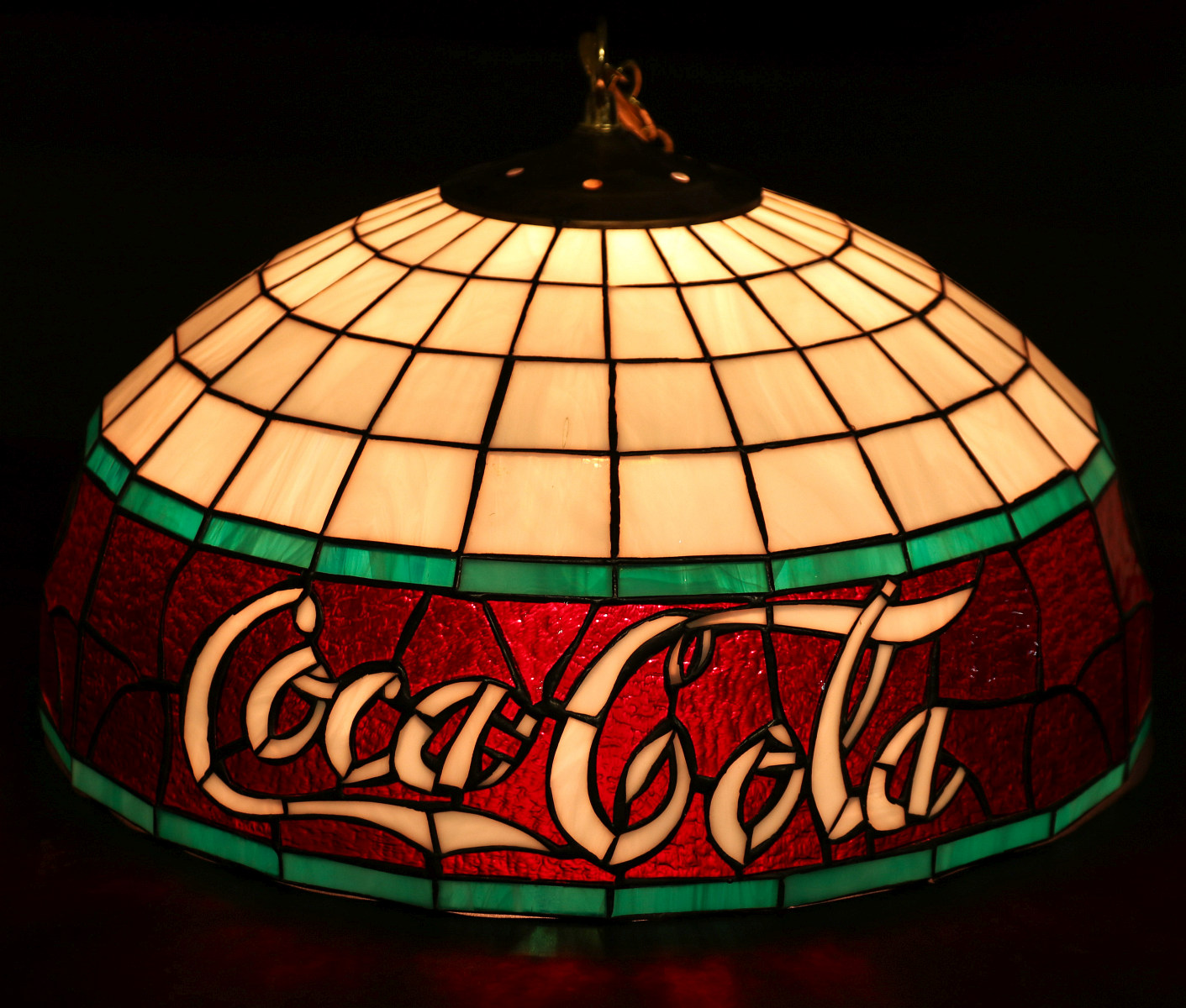 A LATE 20TH CENTURY COCA-COLA ADVERTISING LEADED LIGHT