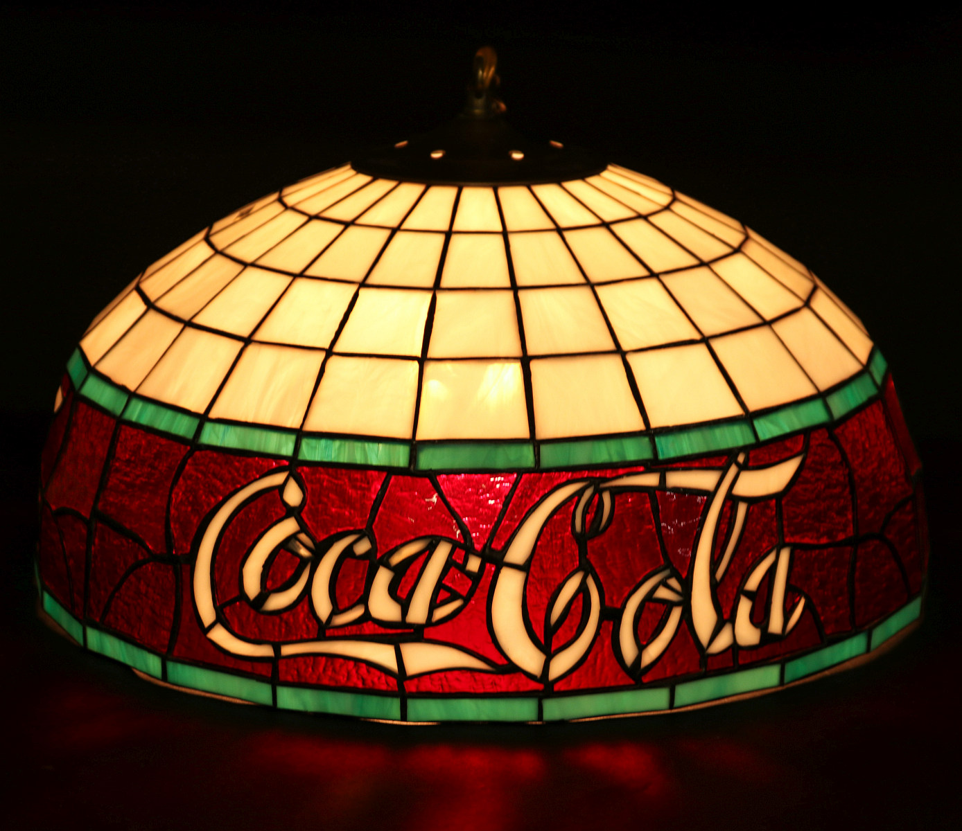 A LATE 20TH CENTURY COCA-COLA ADVERTISING LEADED LIGHT