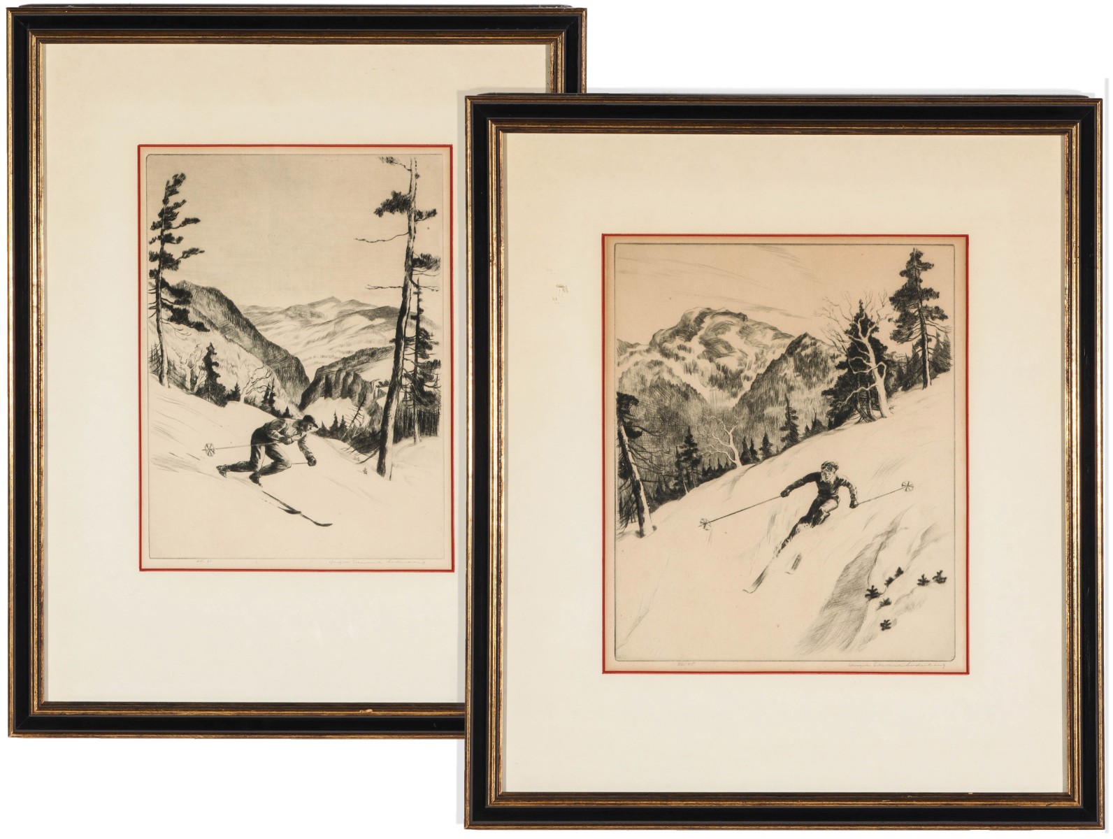 YNGVE EDWARD SODERBERG (1896-1971) SNOW SKIER ETCHNGS