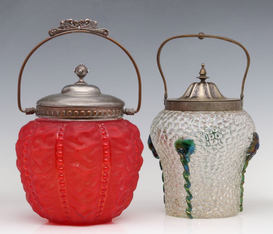 AUSTRIAN AND AMERICAN VICTORIAN ART GLASS BISCUIT JARS