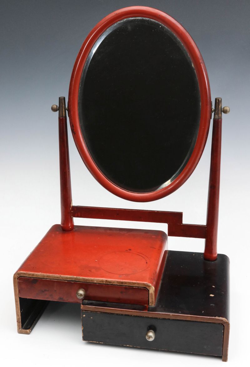 AN EARLY 20TH CENTURY JAPANESE LACQUERED VANITY MIRROR