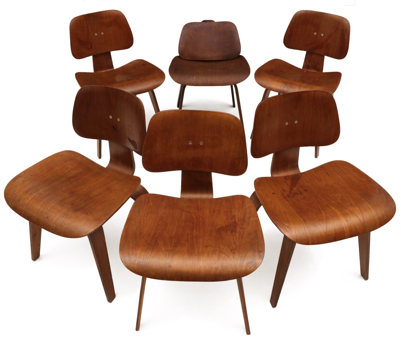 HERMAN MILLER DCW MOLDED PLYWOOD CHAIRS - AS FOUND