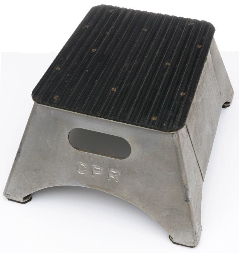 A CANADIAN PACIFIC RAILWAY STAINLESS STEEL STEP BOX