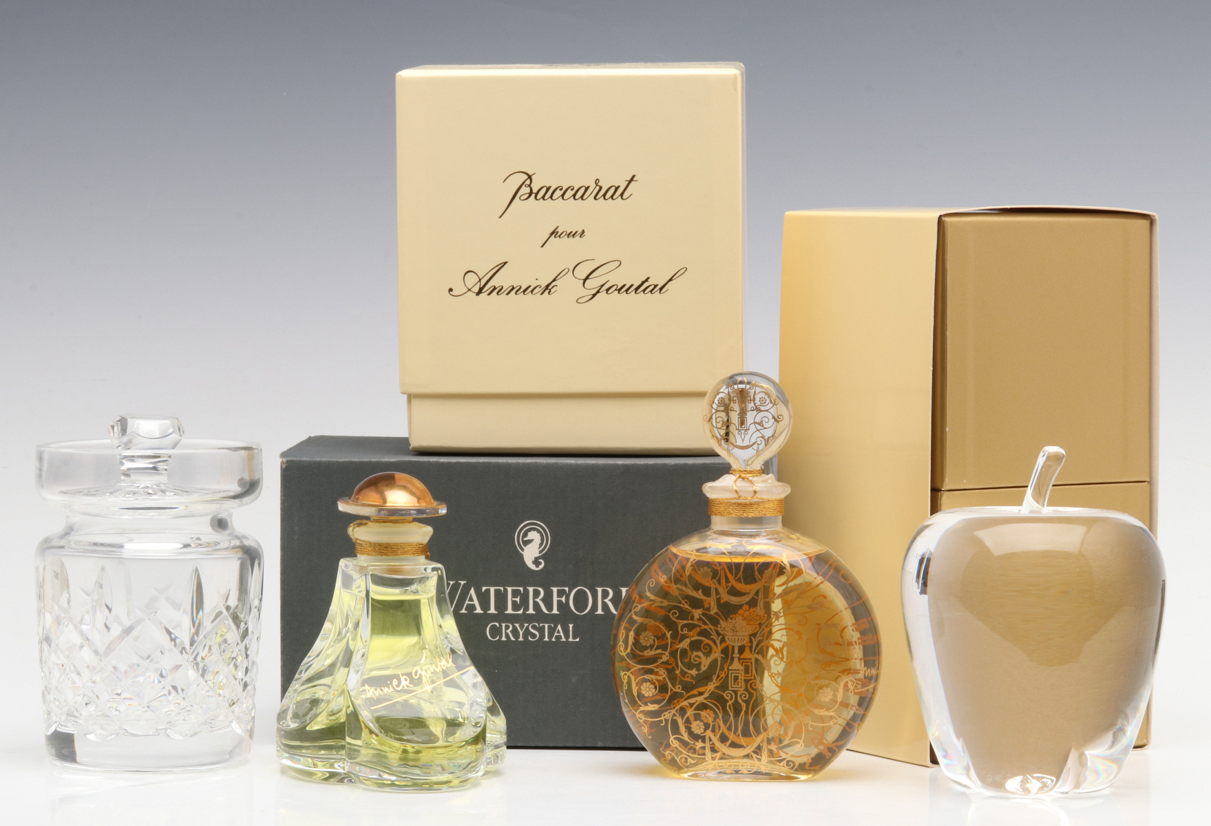 BACCARAT PERFUMES WITH STEUBEN AND WATERFORD CRYSTAL
