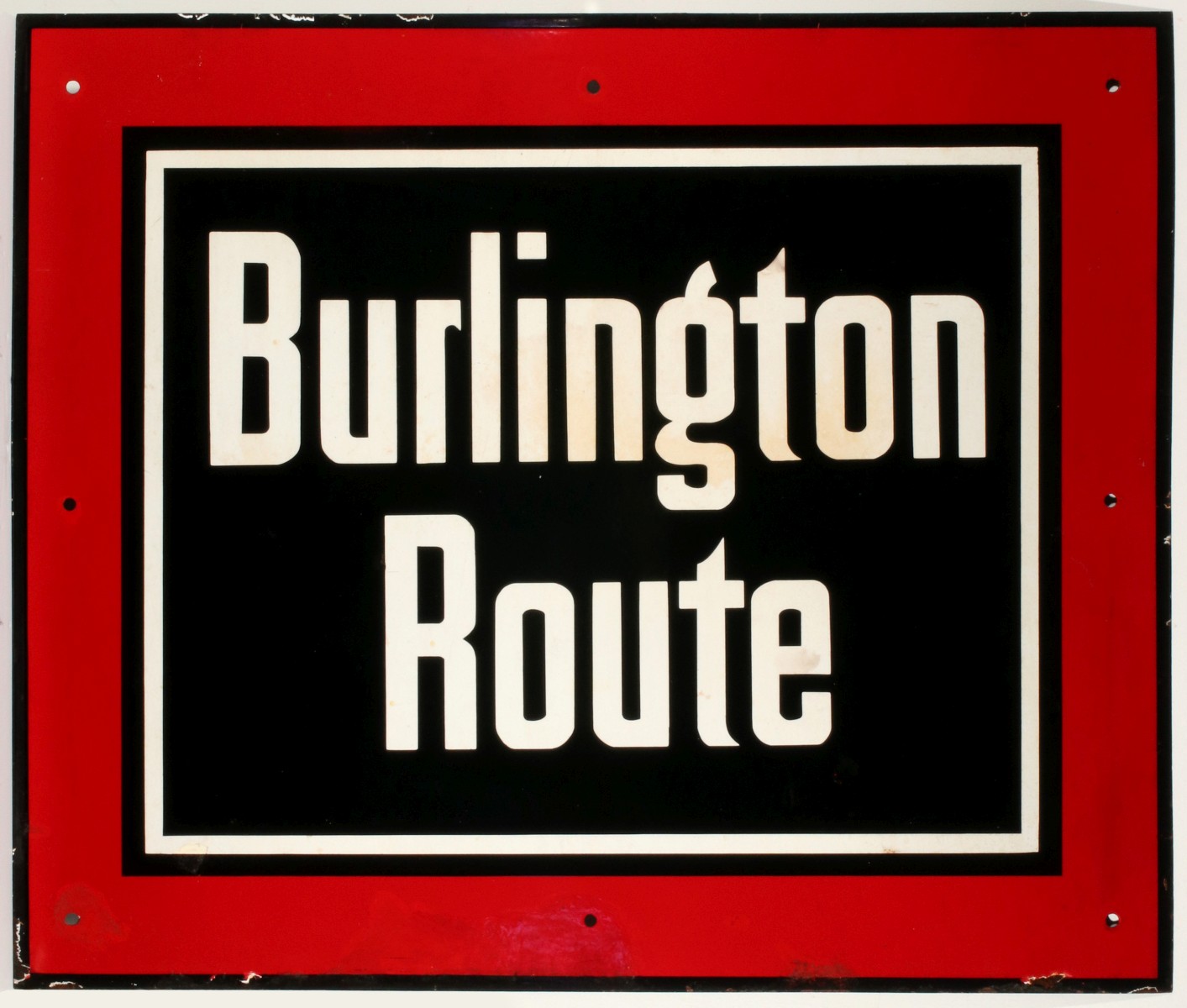 BURLINGTON ROUTE PORCELAIN ENAMEL SIGN 40 X 48 INCHES
