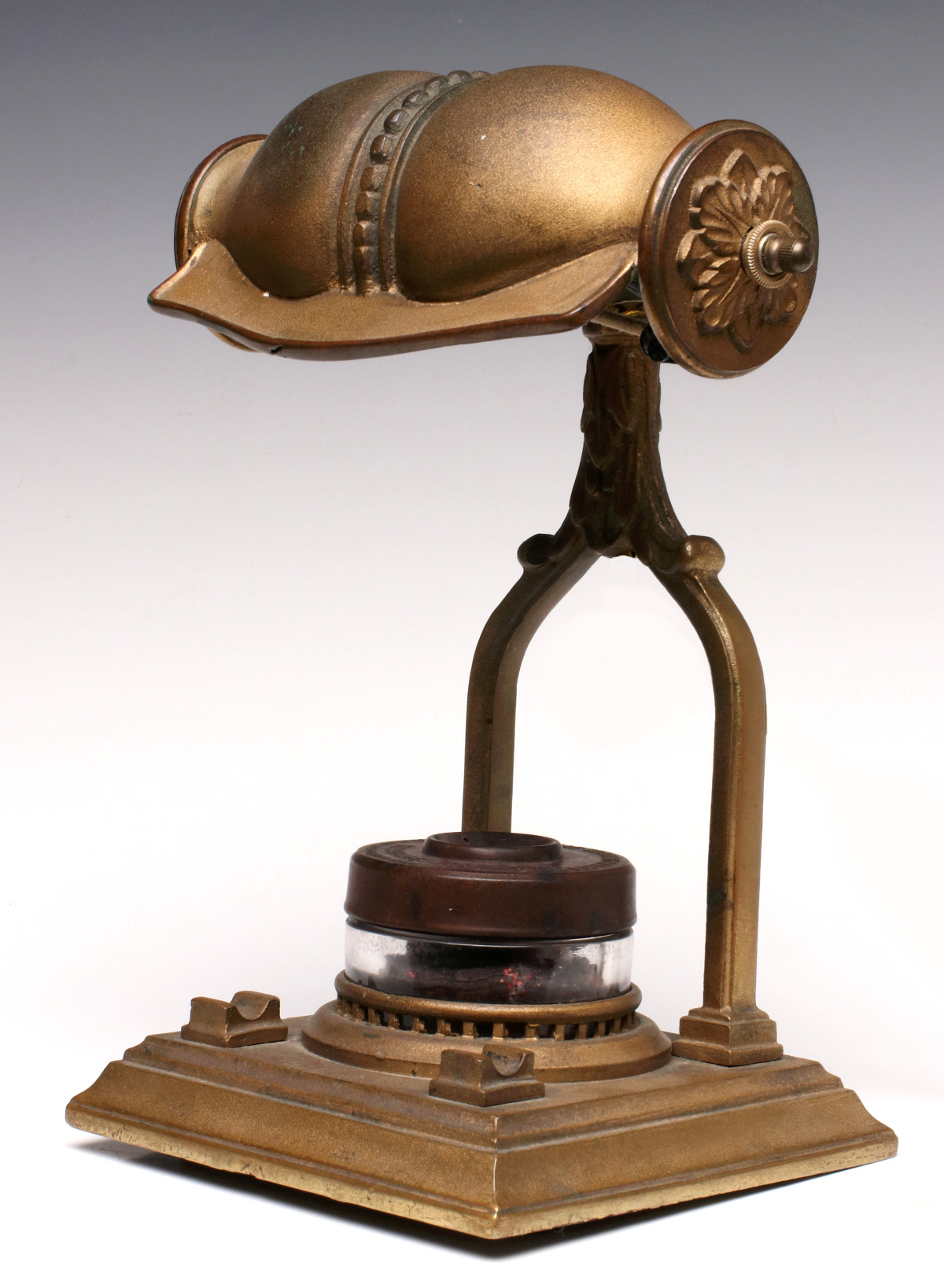 A PULLMAN MODEL E-3876 DESK LAMP WITH INK STAND C. 1925