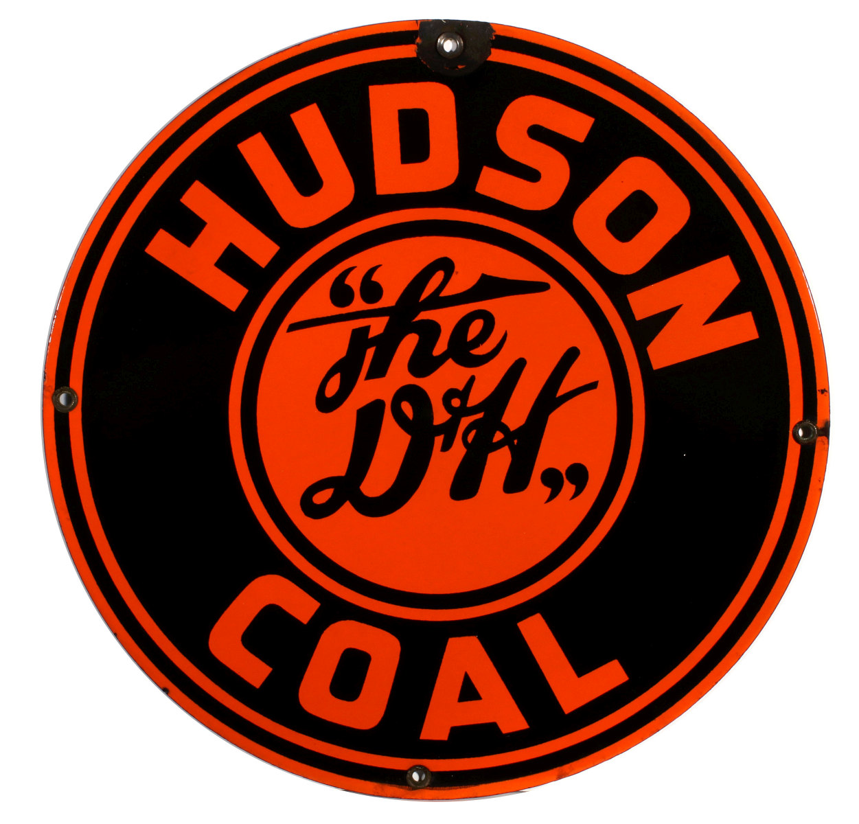 A DELAWARE HUDSON RAILROAD HUDSON COAL PORCELAIN SIGN