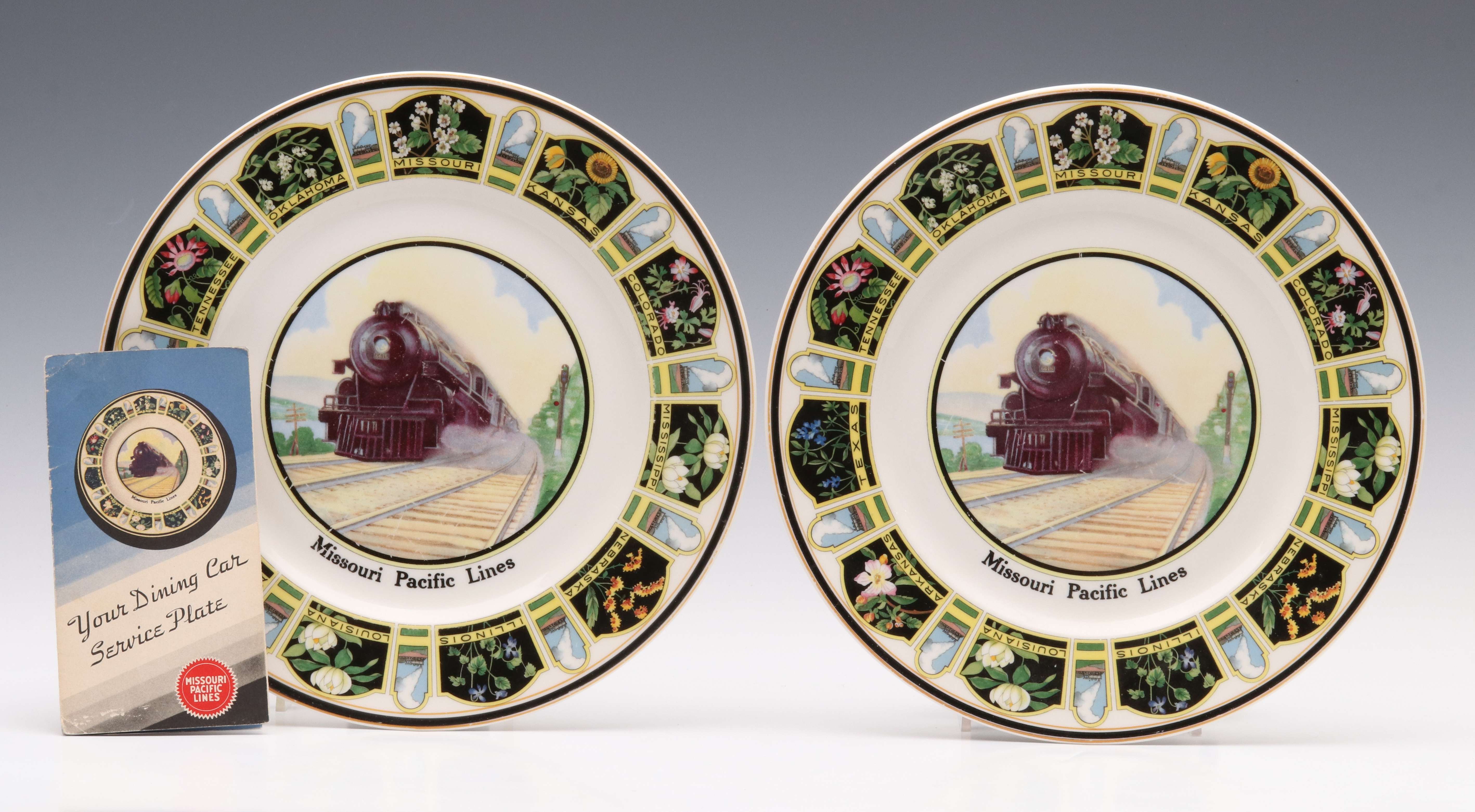 MISSOURI PACIFIC LINES STATE FLOWERS SERVICE PLATES