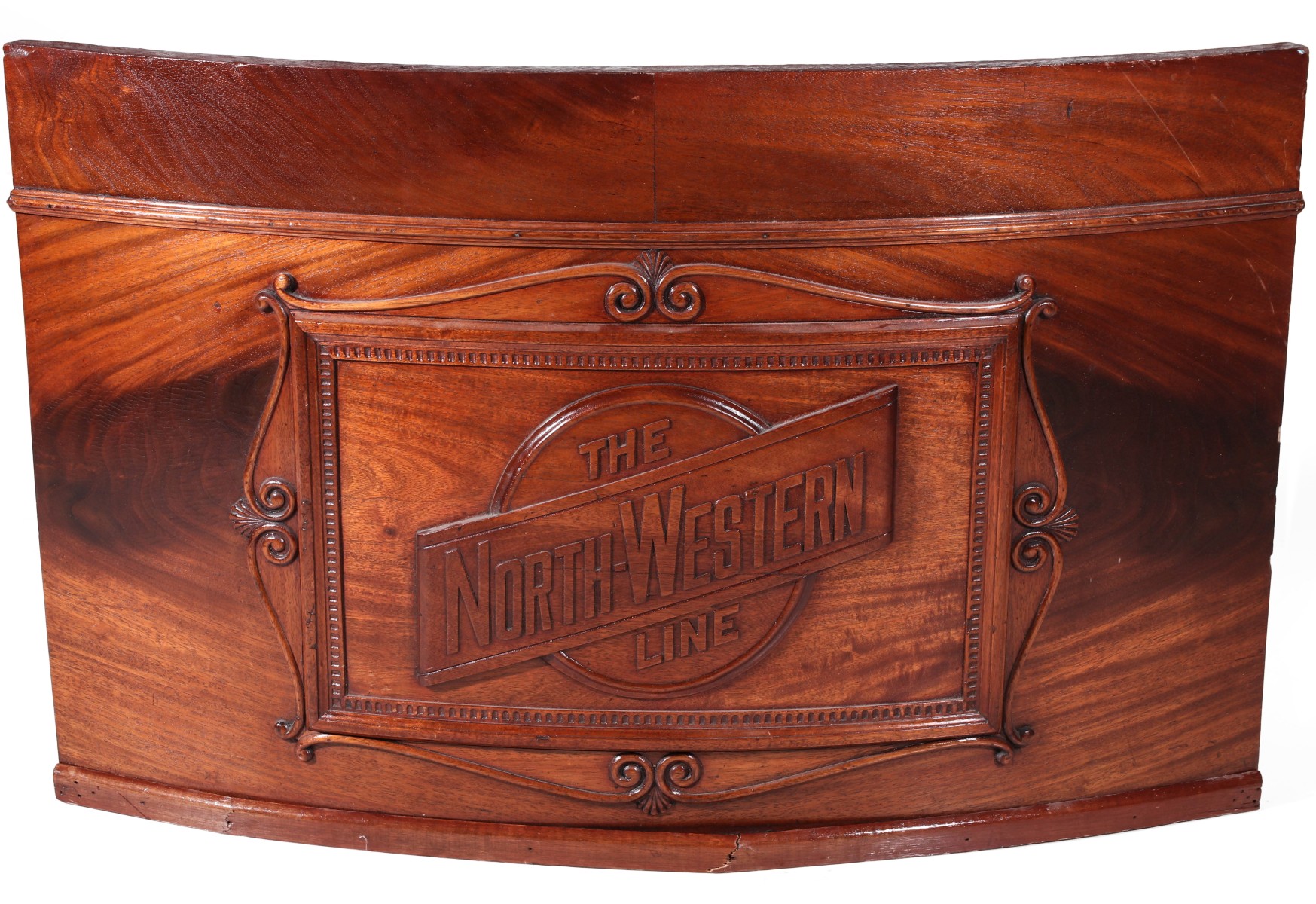 A NORTH-WESTERN LINE MAHOGANY ARCHITECTURAL ELEMENT