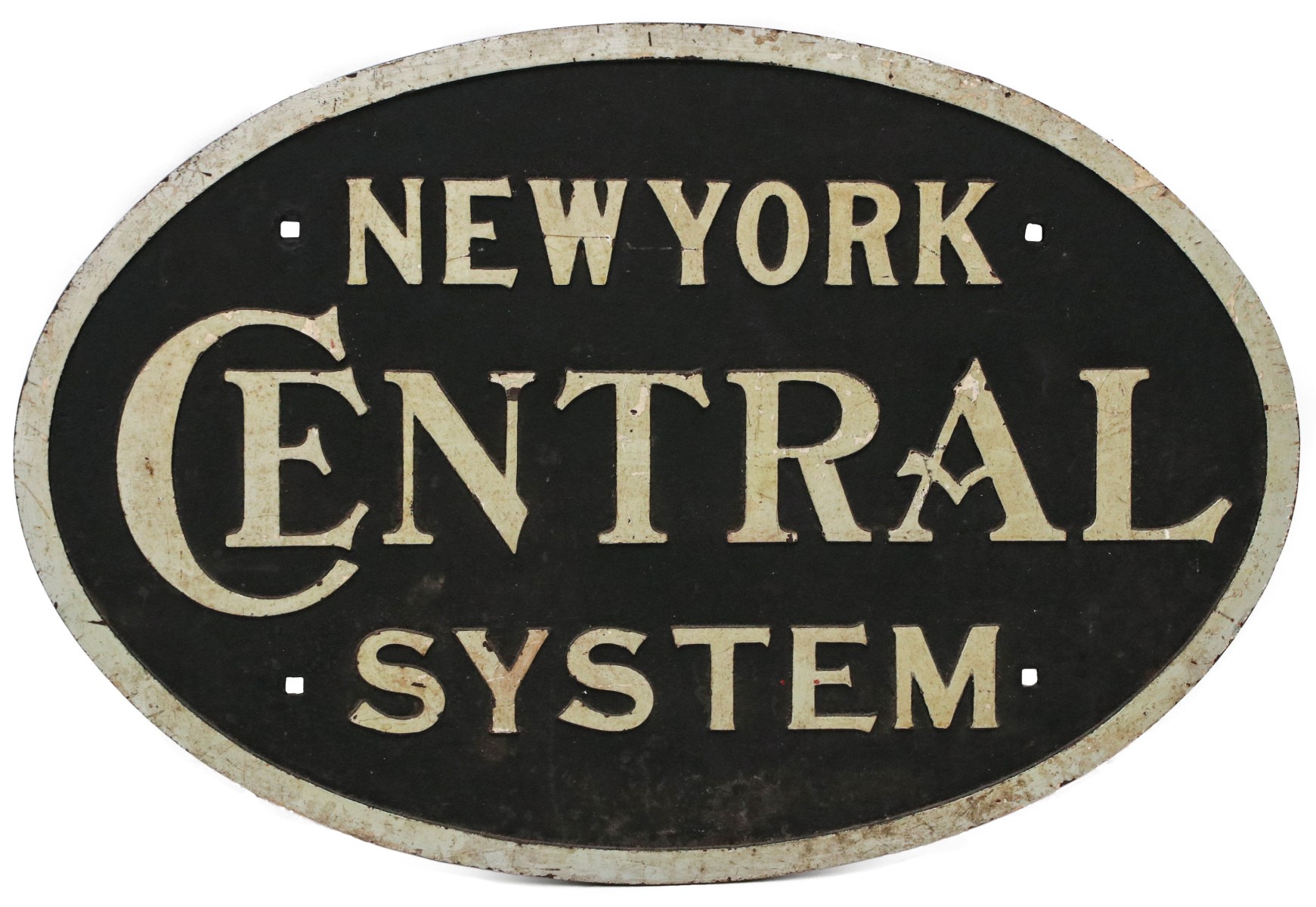 A MASSIVE IRON 'NEW YORK CENTRAL SYSTEM' SIGN 32 X 48