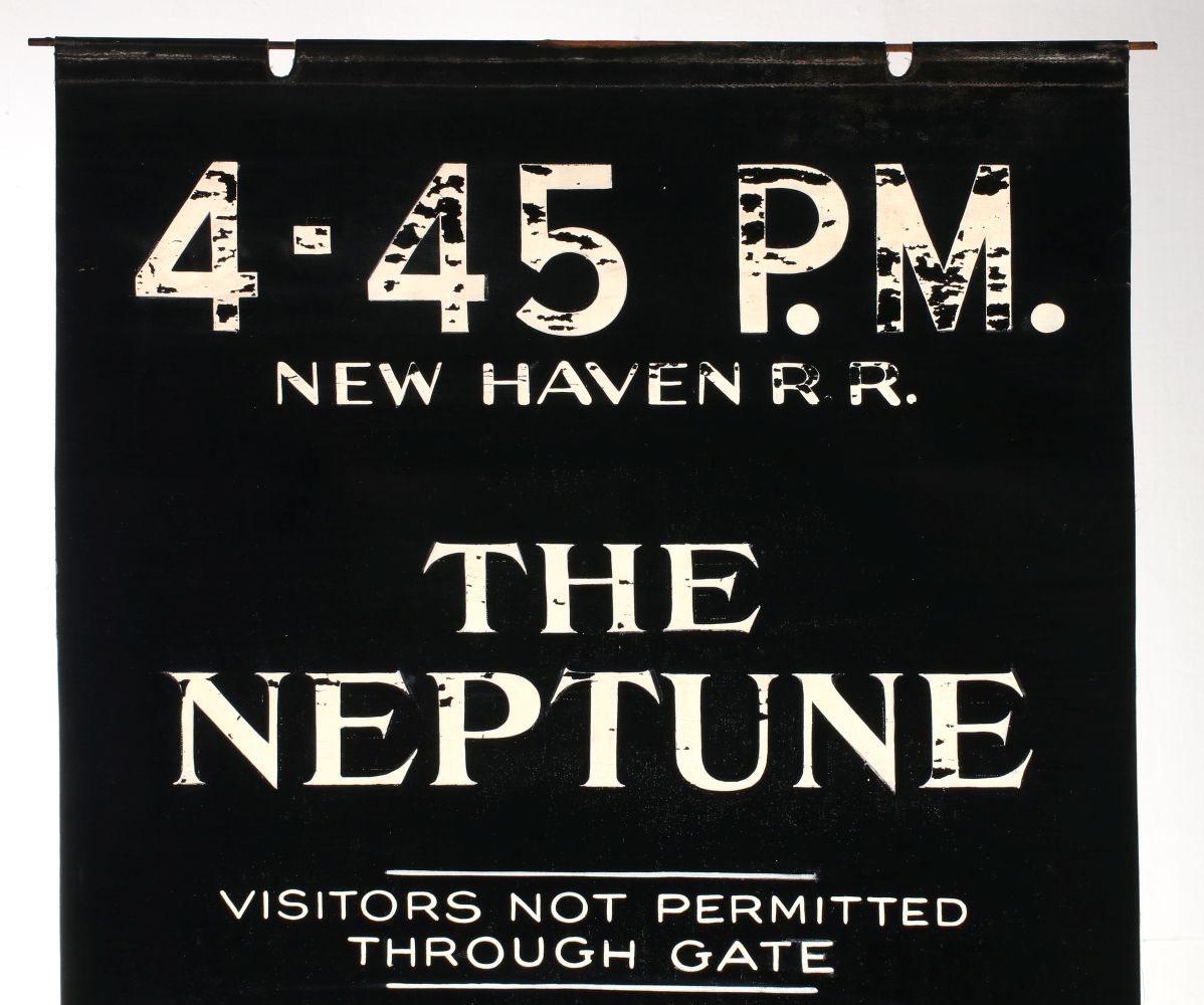 A PAINTED GATE SIGN FOR NEW HAVEN R.R. 'THE NEPTUNE'