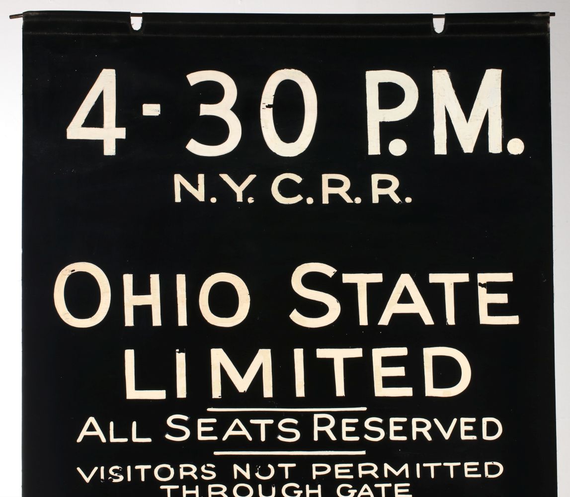 A PAINTED GATE SIGN FOR N.Y.C.R.R. 'OHIO STATE LIMITED'