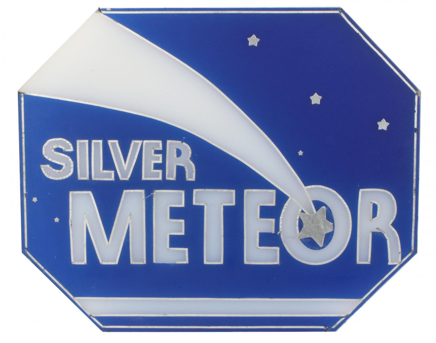 AN ACRYLIC DRUMHEAD SIGN INSERT FOR THE 'SILVER METEOR'