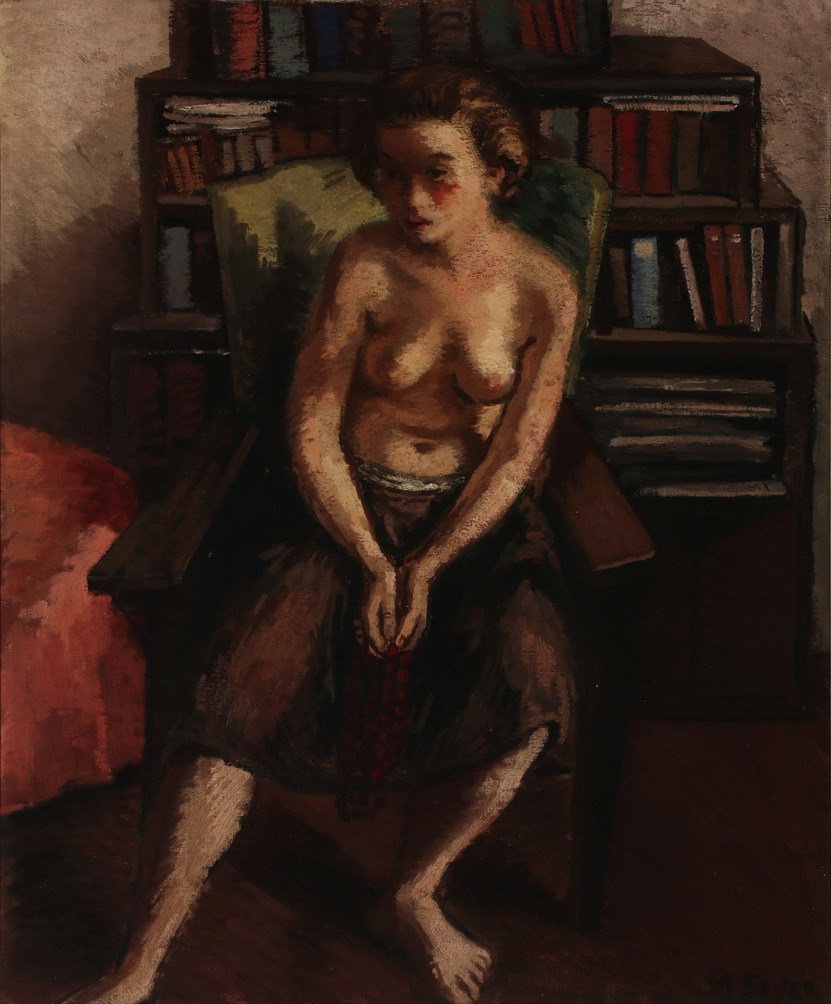 MOSES SOYER (1899-1974) EXHIBITED 1934 OIL ON CANVAS