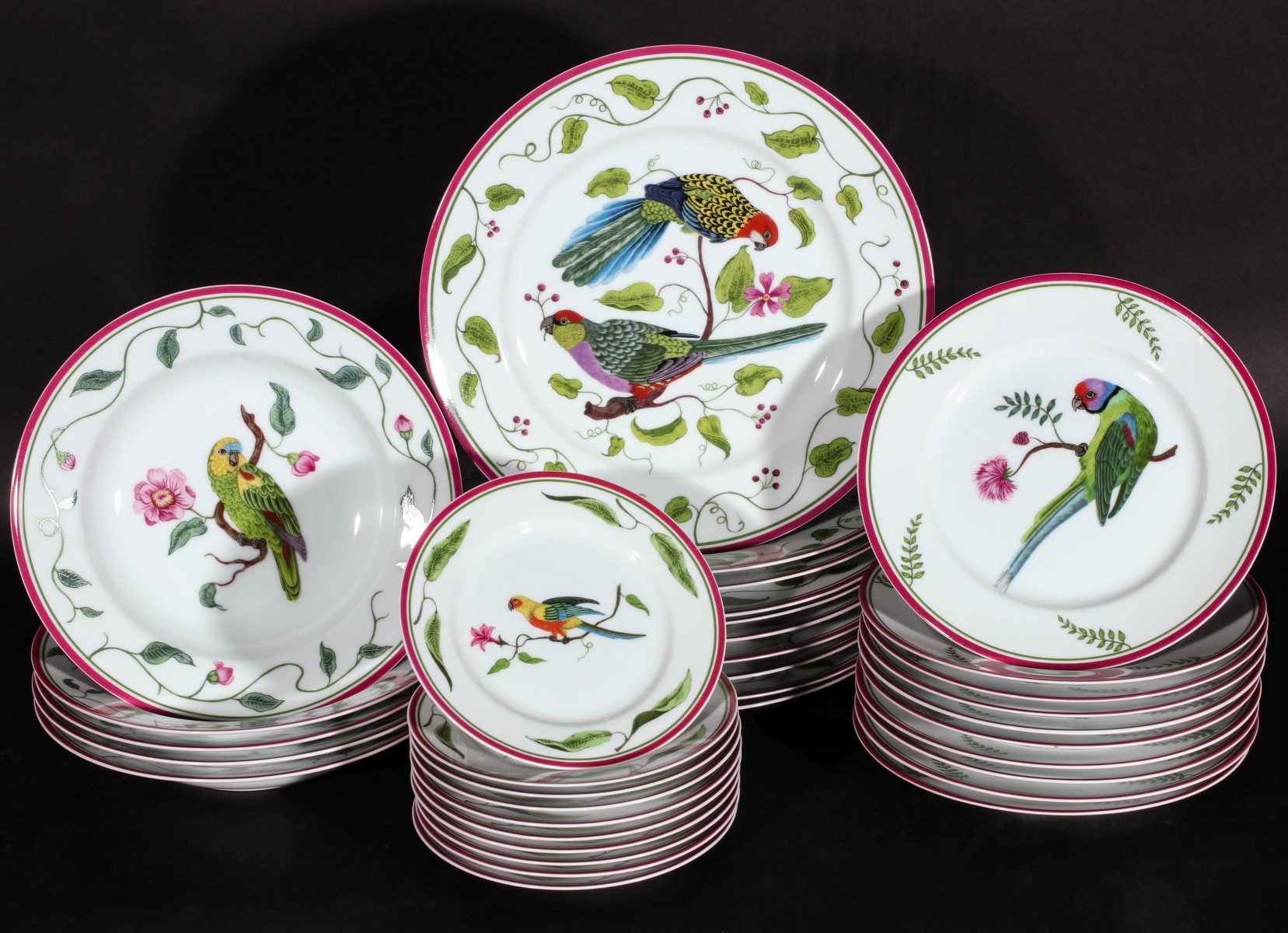 MIXED LOT OF LYNN CHASE 'PARROTS OF PARADISE' PORCELAIN