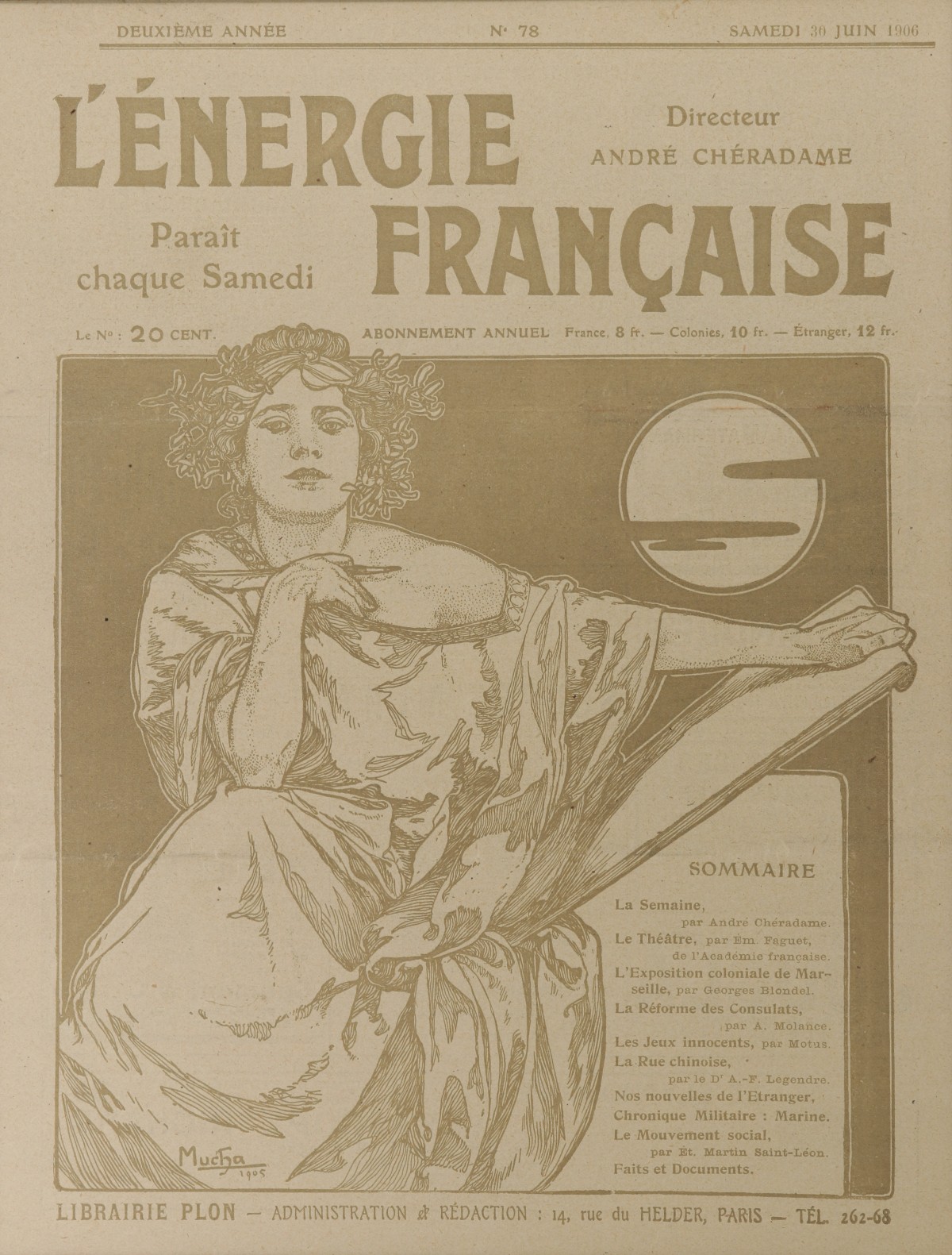 MUCHA COVER ILLUSTRATION FOR L'ENERGIE FRANCAISE 1906