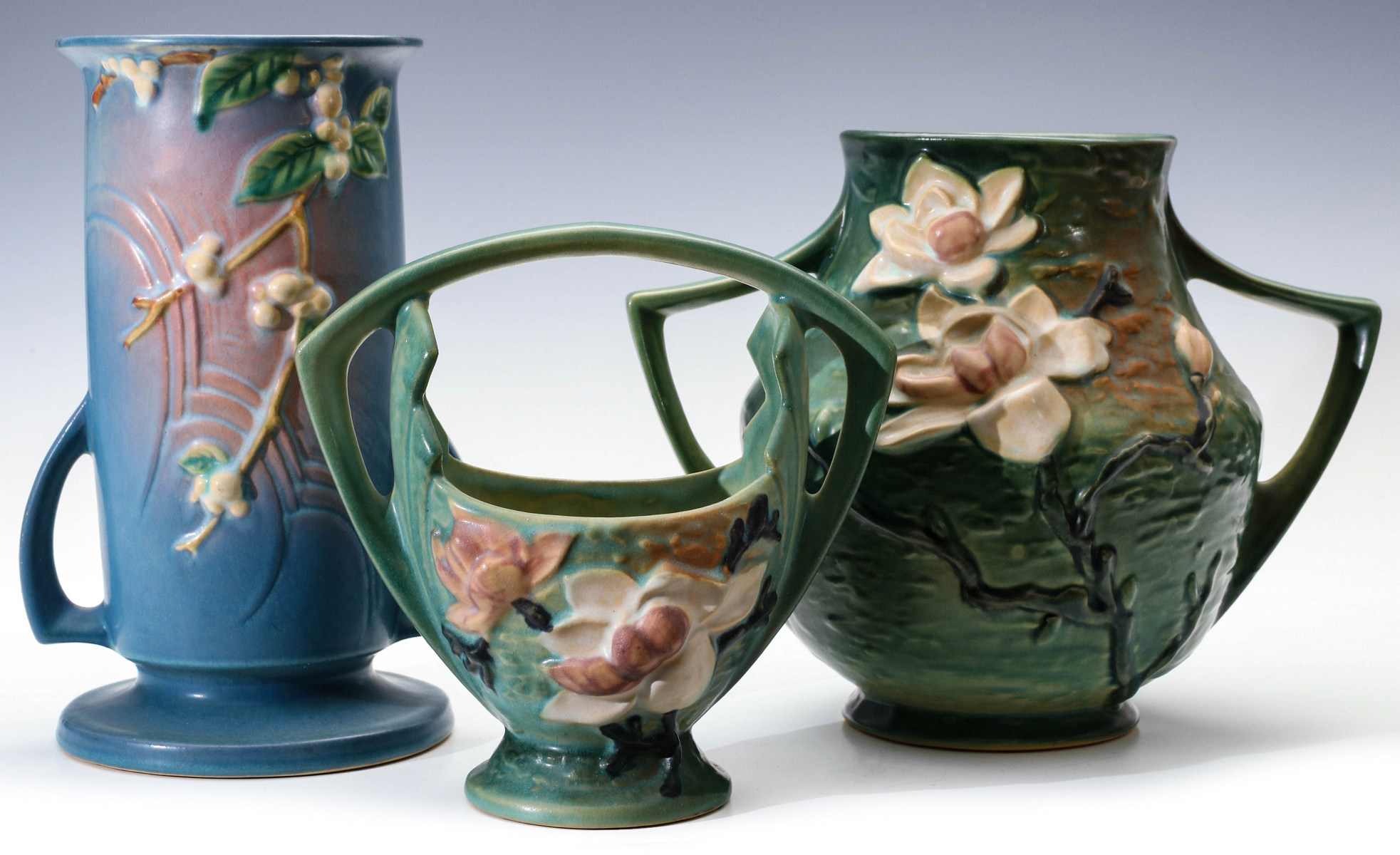 ROSEVILLE MAGNOLIA AND BUSHBERRY ART POTTERY