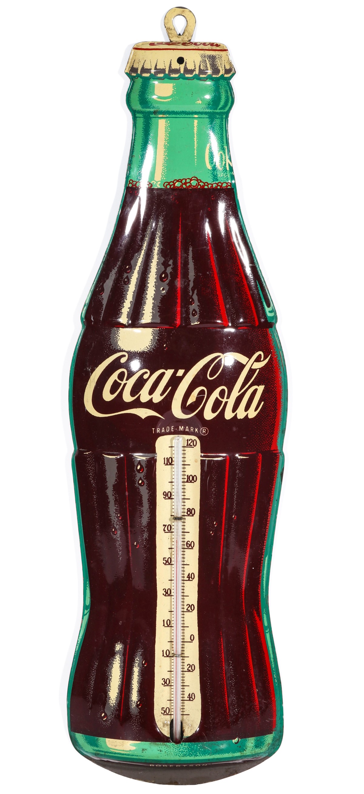 A 1958 COCA-COLA TIN LITHO ADVERTISING THERMOMETER
