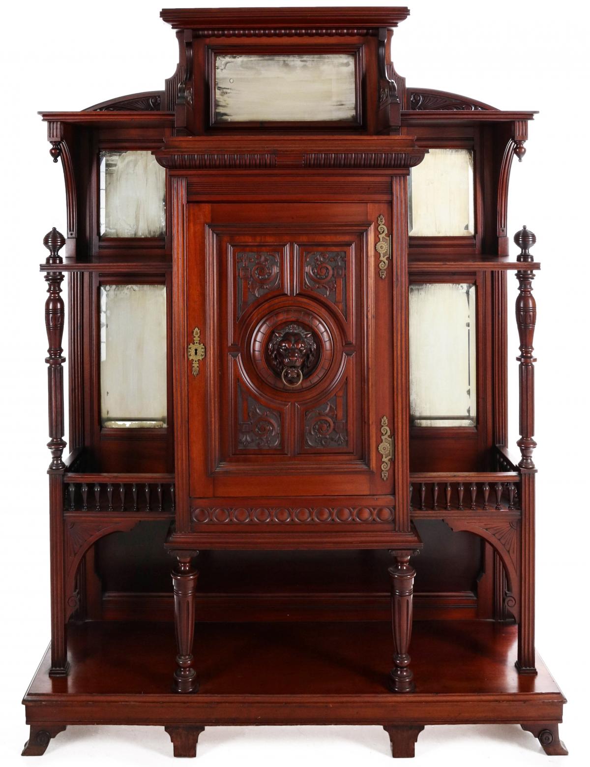 A 19TH CENTURY EASTLAKE INFLUENCE ETAGERE WITH CABINET