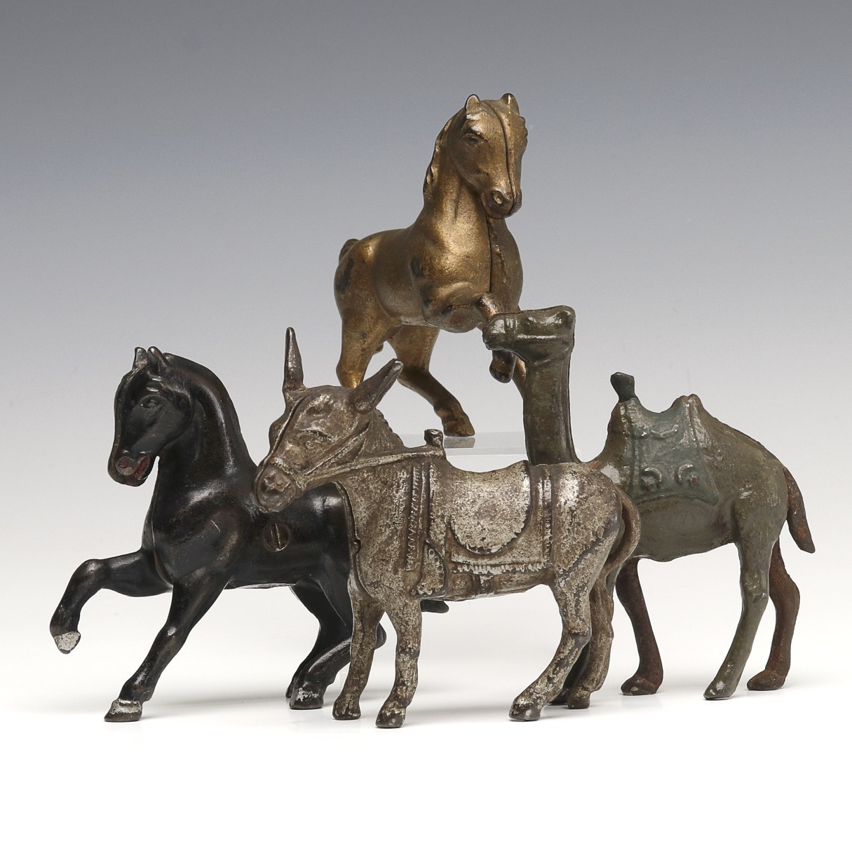 HORSE, CAMEL AND DONKEY FIGURAL CAST IRON STILL BANKS