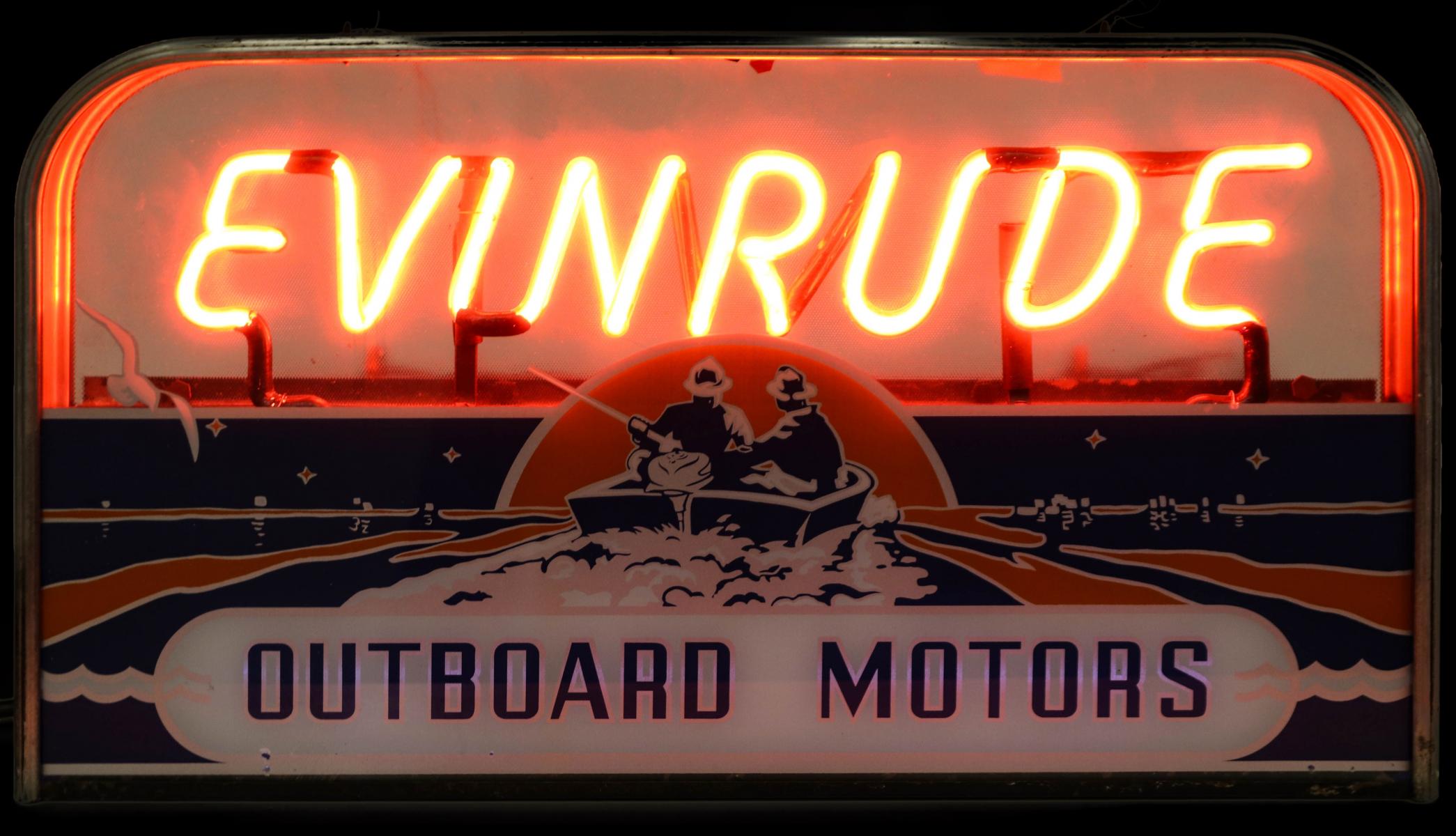 AN EVINRUDE OUTBOARD MOTORS NEON DEALER'S SIGN C. 1950