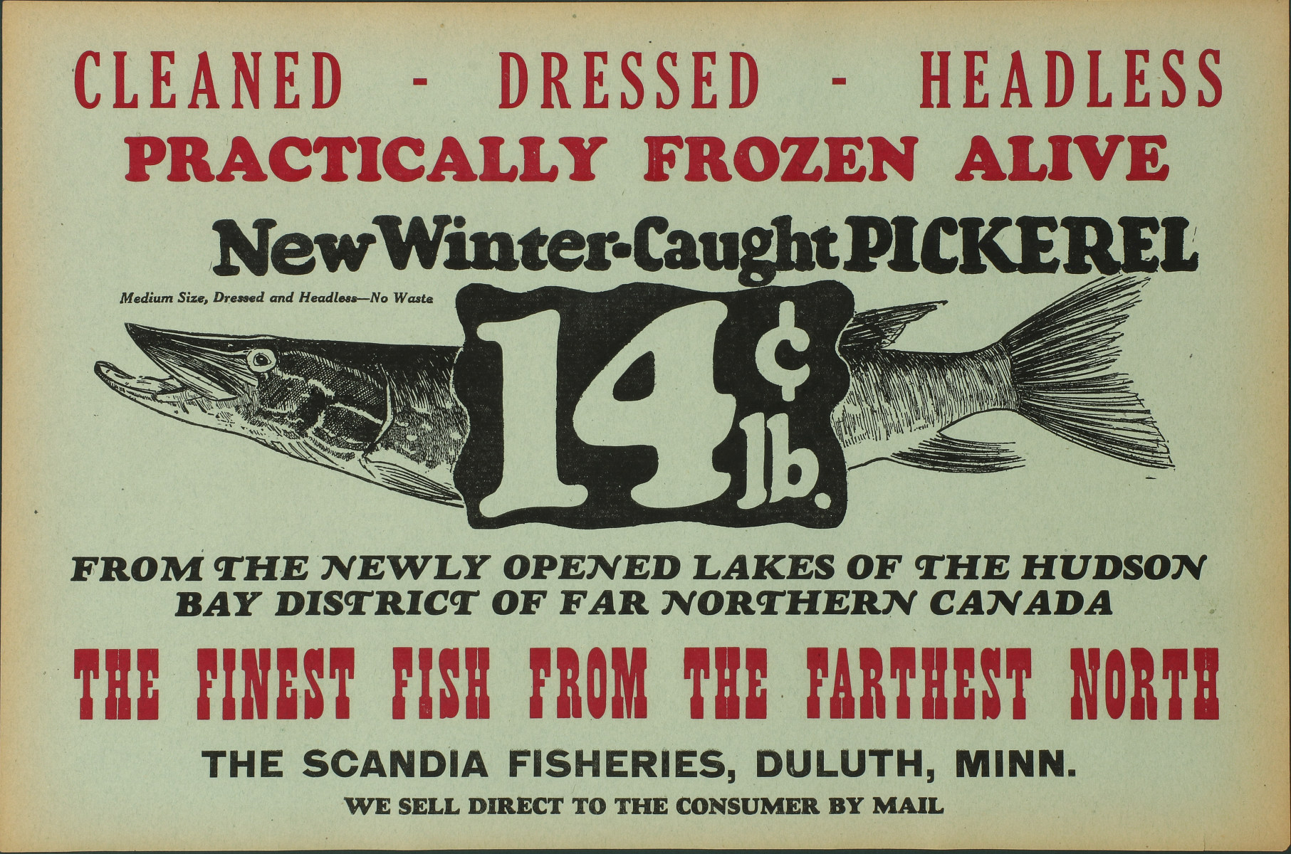 ADVERTISING SIGN FOR SCANDIA FISHERIES, DULUTH