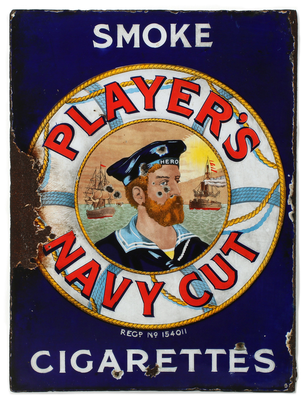 A PLAYER'S NAVY CUT TOBACCO ENAMEL ADVERTISING SIGN