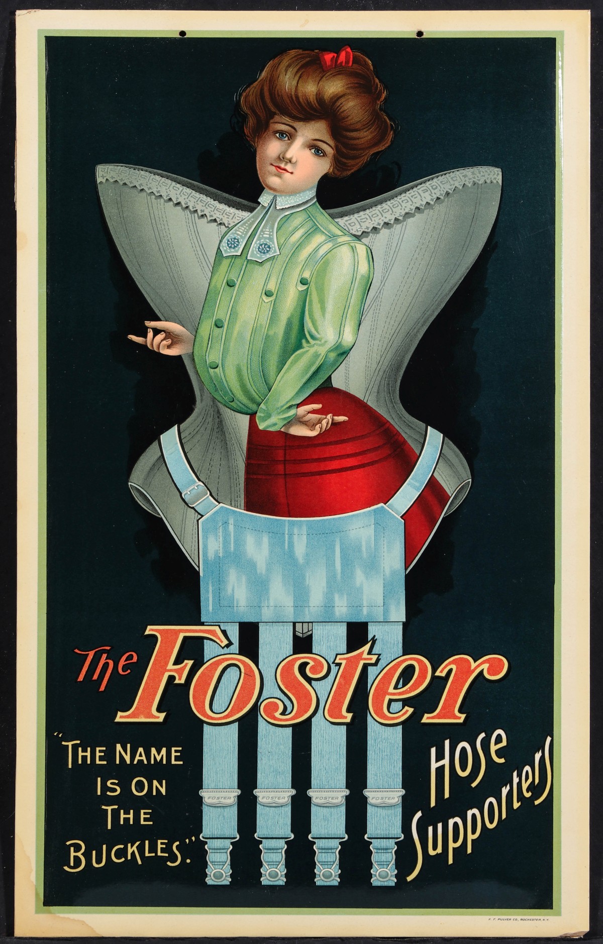 A BRIGHT, CRISP CELLULOID SIGN FOR FOSTER HOSE SUPPOTER
