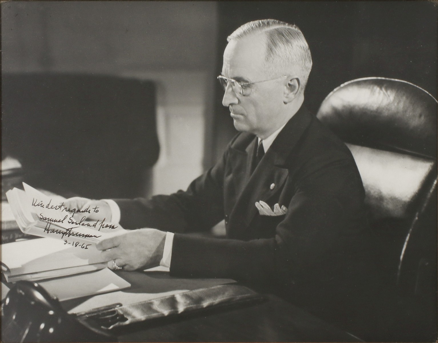 INSCRIBED SIGNED PHOTO OF HARRY S. TRUMAN (1884-1972)