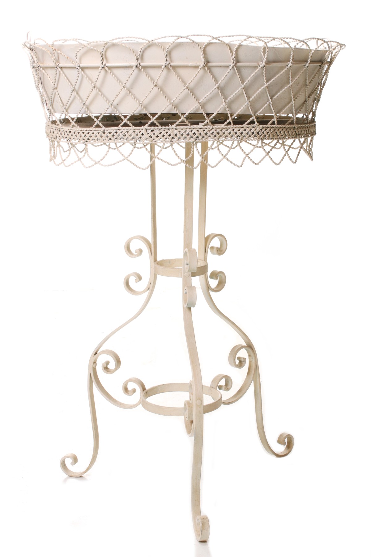 A MID 20TH CENTURY WIREWORK AND WROUGHT IRON STAND