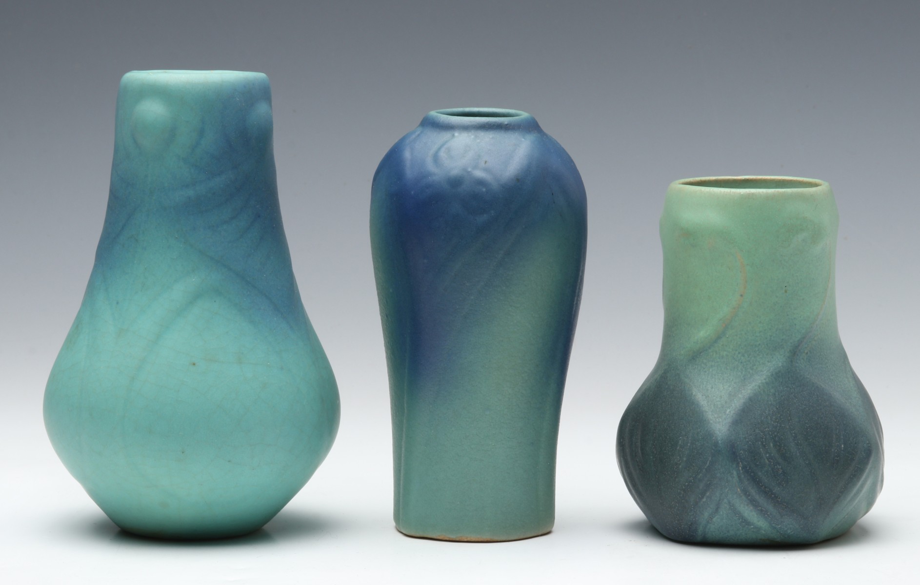 FOUR VAN BRIGGLE ART POTTERY VASES 1930s AND EARLIER