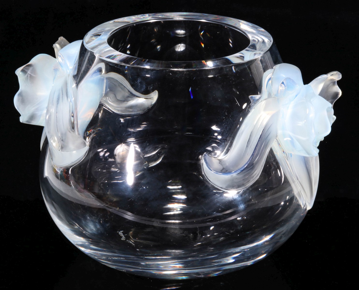LALIQUE FRENCH CRYSTAL 'ORCHID' VASE