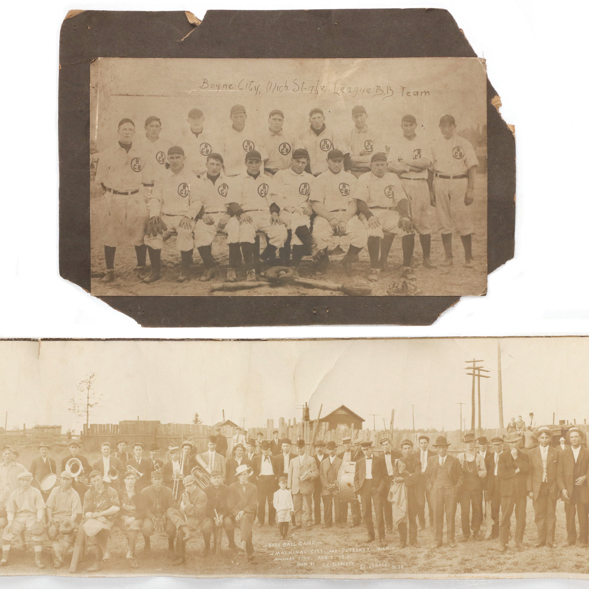 BOYNE CITY AND MACKINAC CITY MICHIGAN BASEBALL 1910