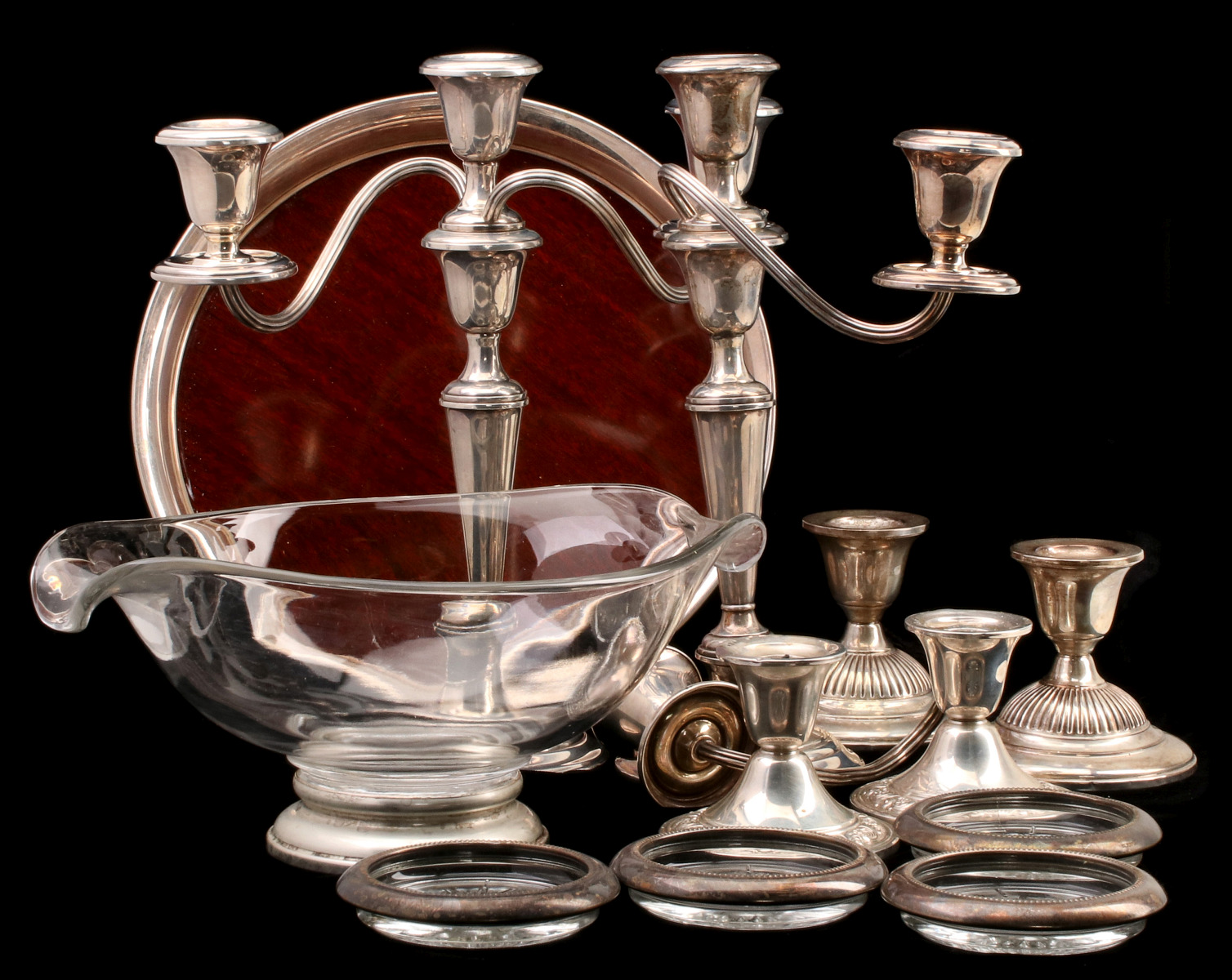 AN ESTATE COLLECTION OF WEIGHTED STERLING ITEMS