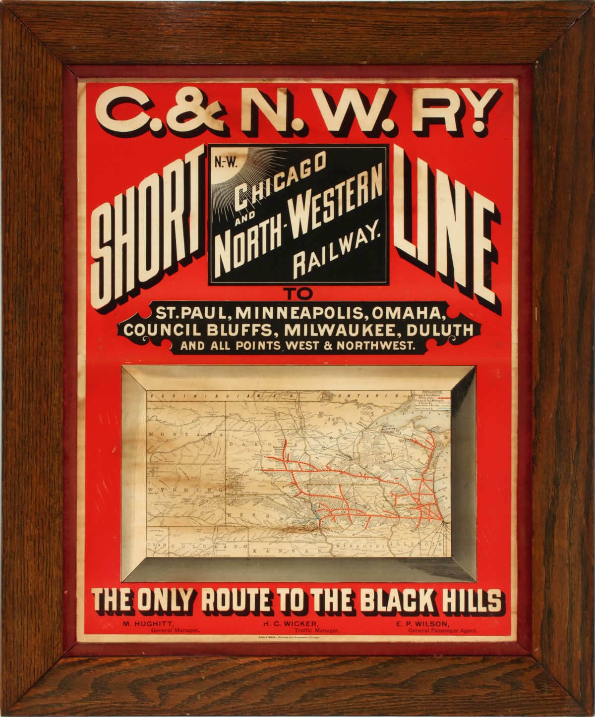 A C.&N.W.RY. SHORT LINE ADVERTISING BROADSIDE C. 1880s
