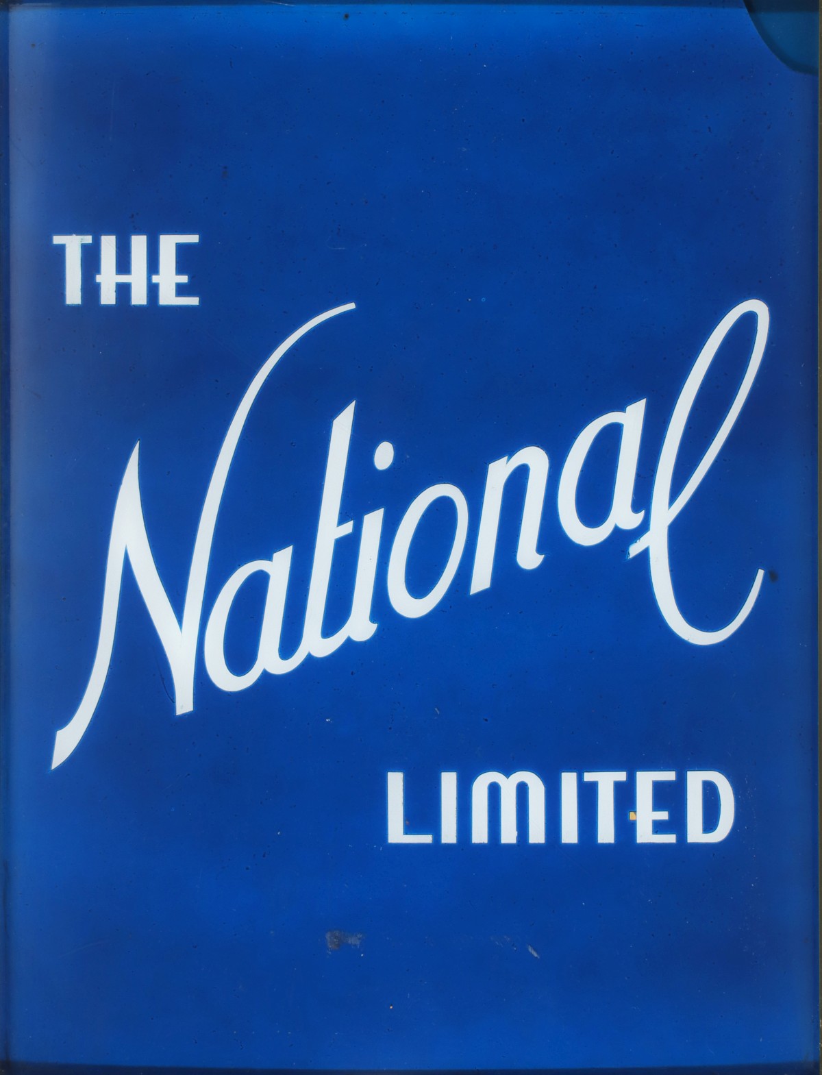 A B&O RAILROAD DRUMHEAD LENS FOR THE NATIONAL LIMITED