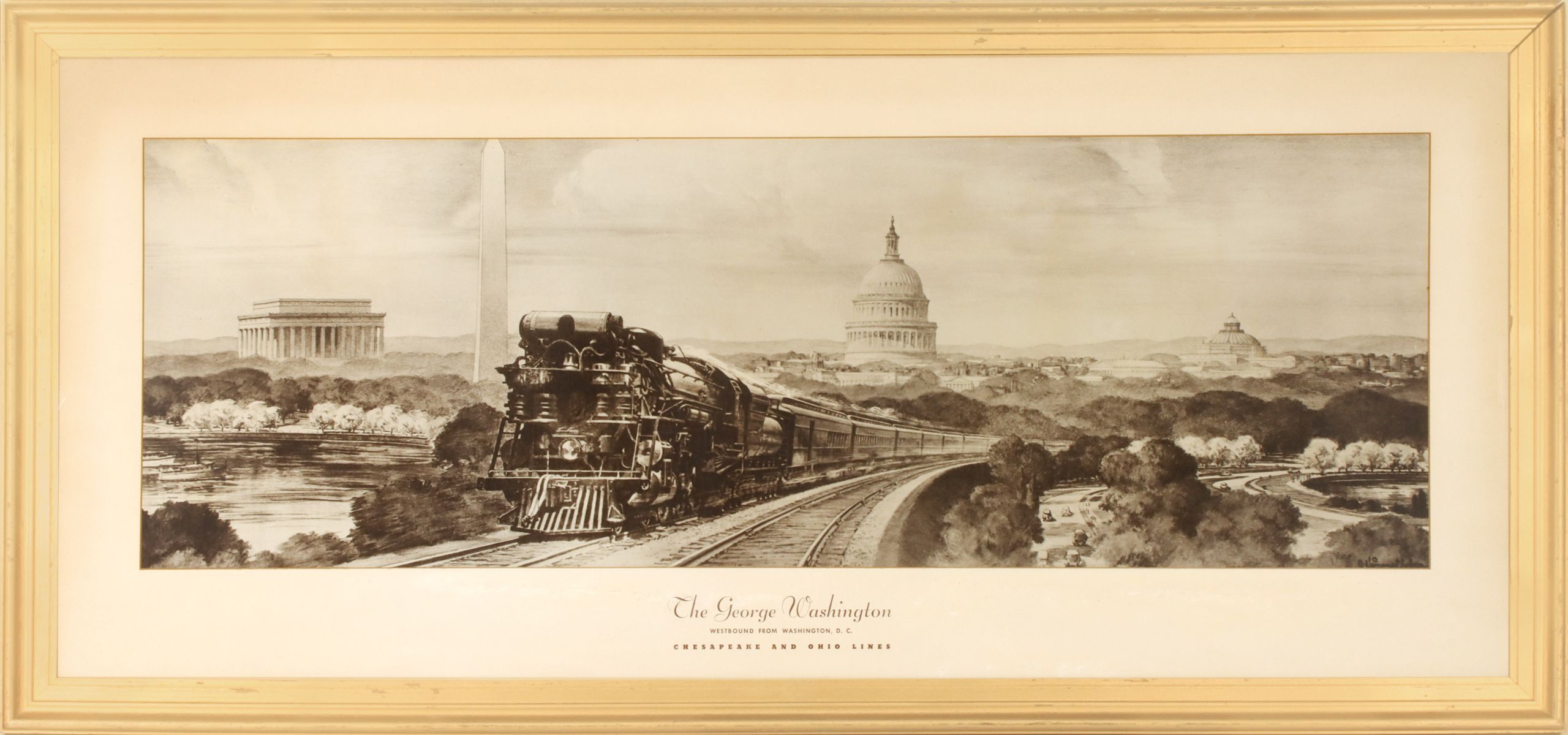 A C.&O.RY. ADVERTISING PRINT FOR THE GEORGE WASHINGTON