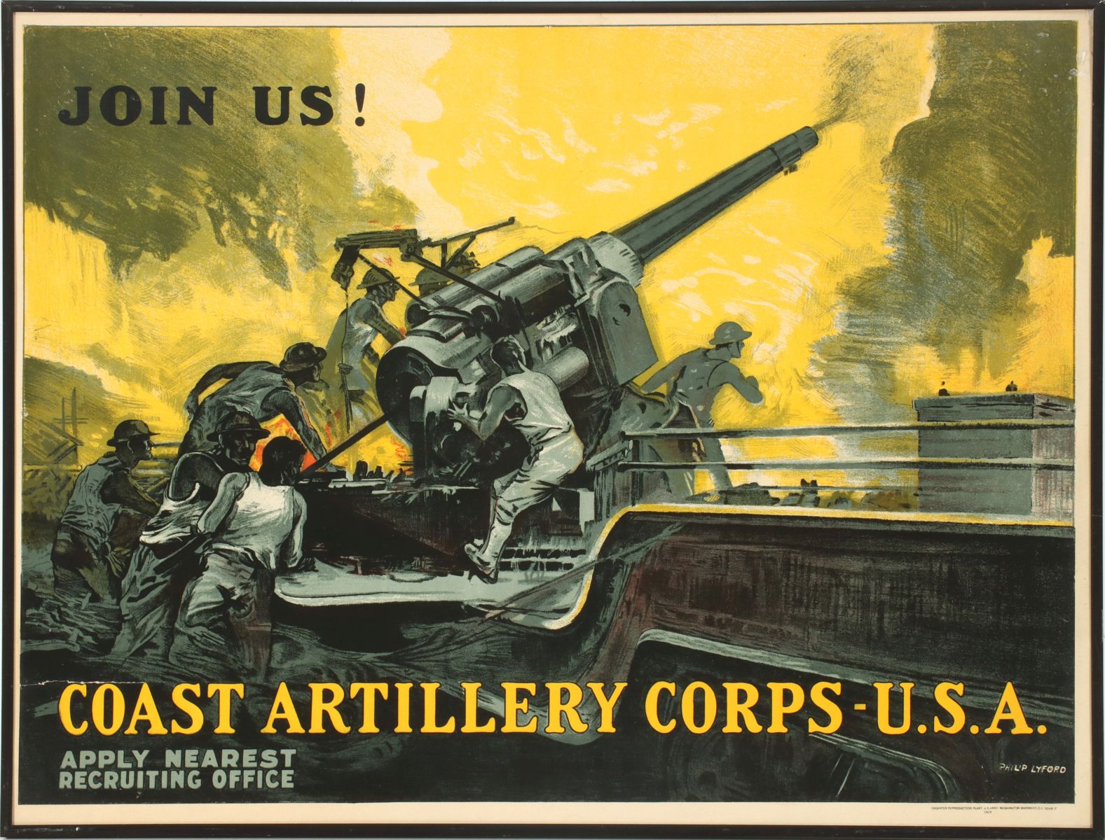 A 1923 U.S.ARMY COAST ARTILLERY CORP RECRUITMENT POSTER