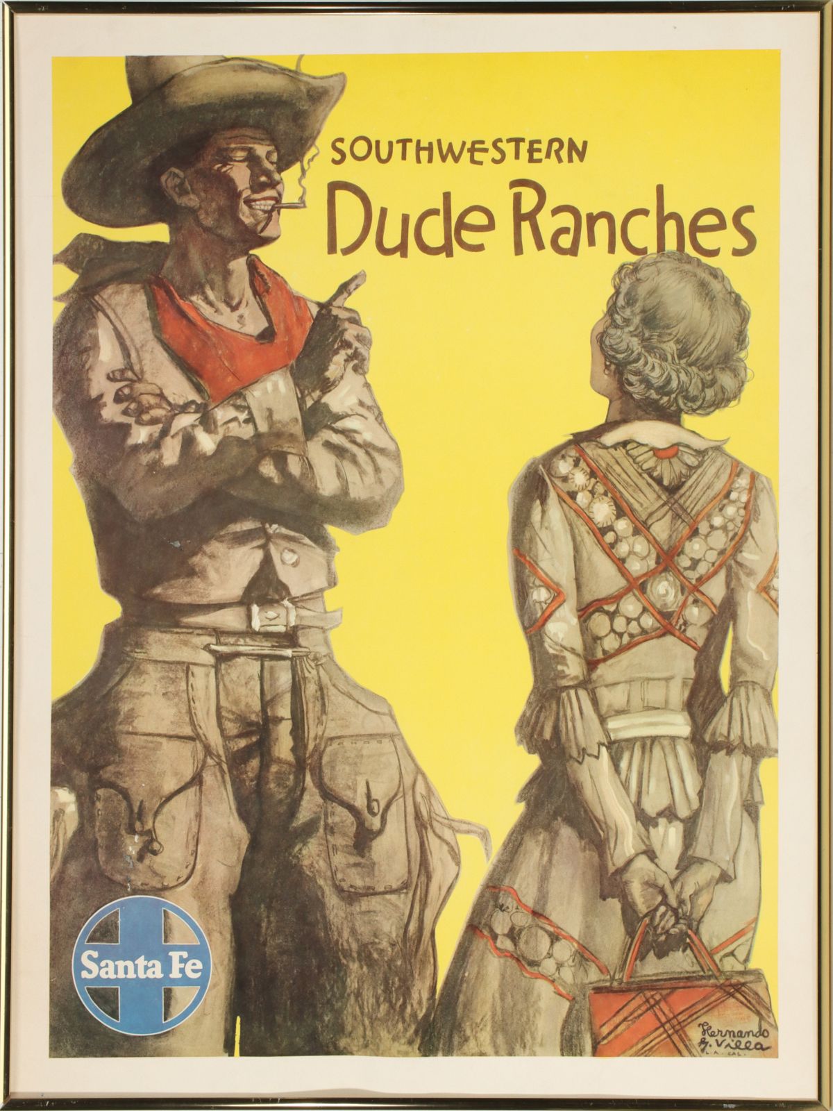 AN A.T.&S.F. TRAVEL POSTER FOR WESTERN DUDE RANCHES