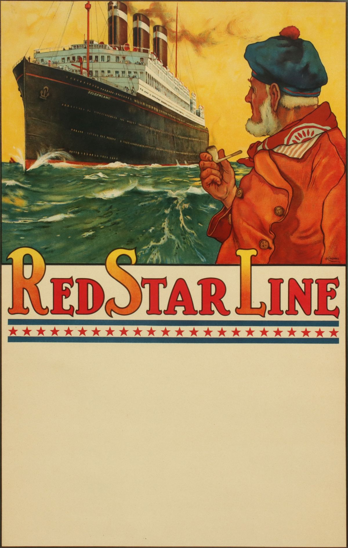 A RED STAR LINE STEAMSHIP ADVERTISING POSTER BLANK