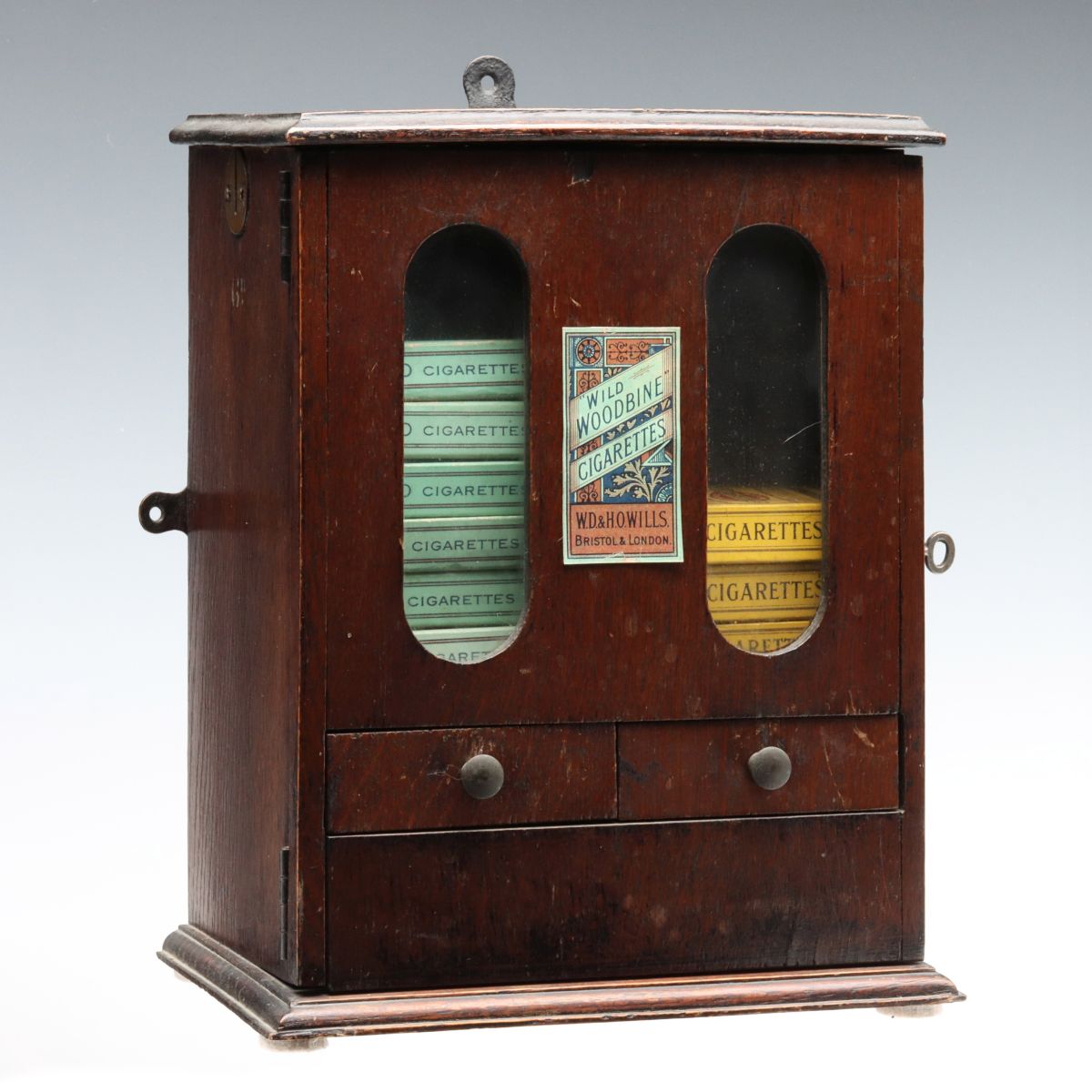 EARLY 20TH C. ENGLISH CIGARETTE BOXES AND VENDOR