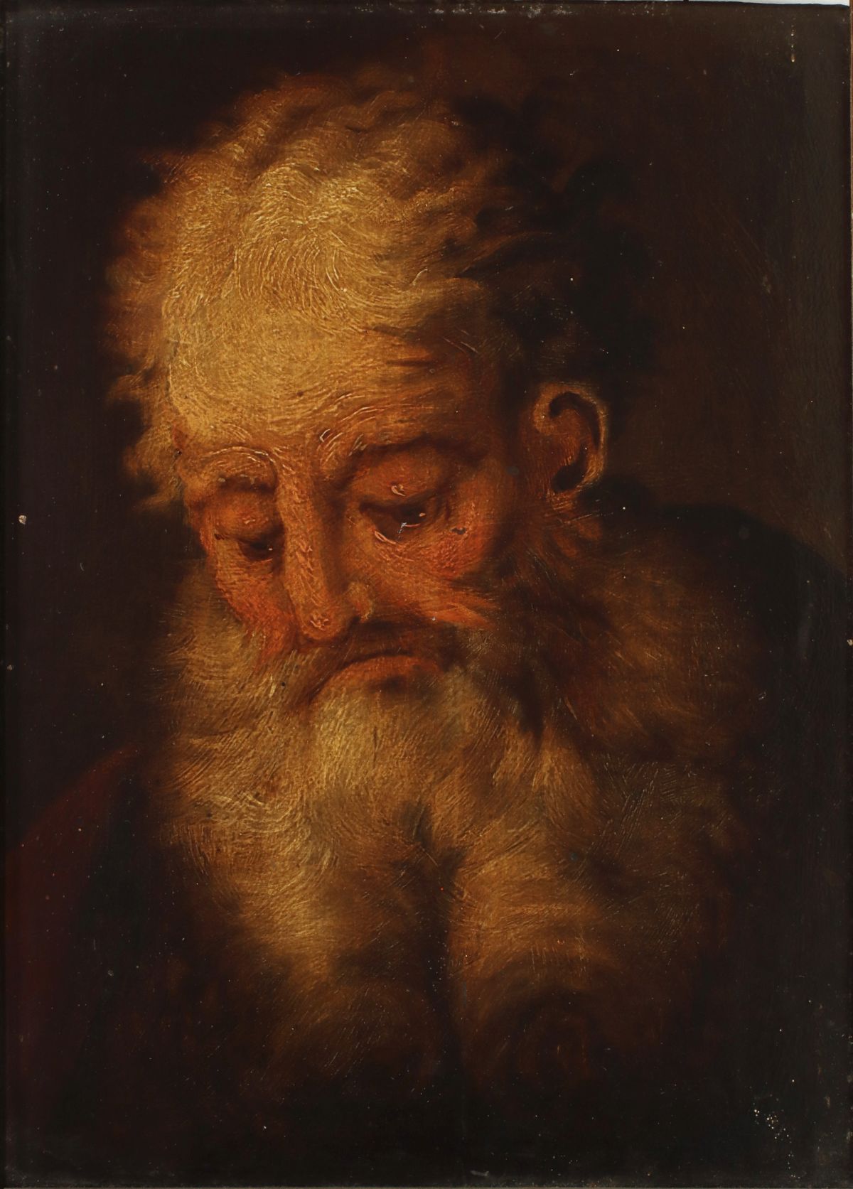 OIL ON PANEL HEAD OF AN APOSTLE IN THE 17TH C. STYLE