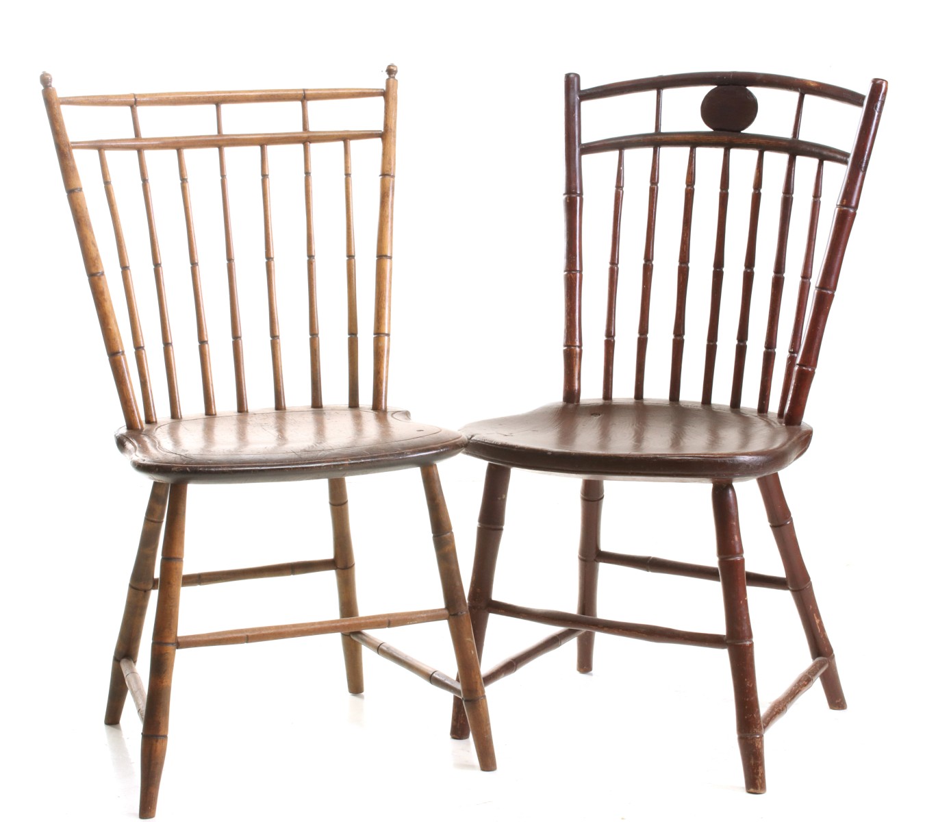 TWO 19TH C. AMERICAN WINDSOR BIRDCAGE CHAIRS