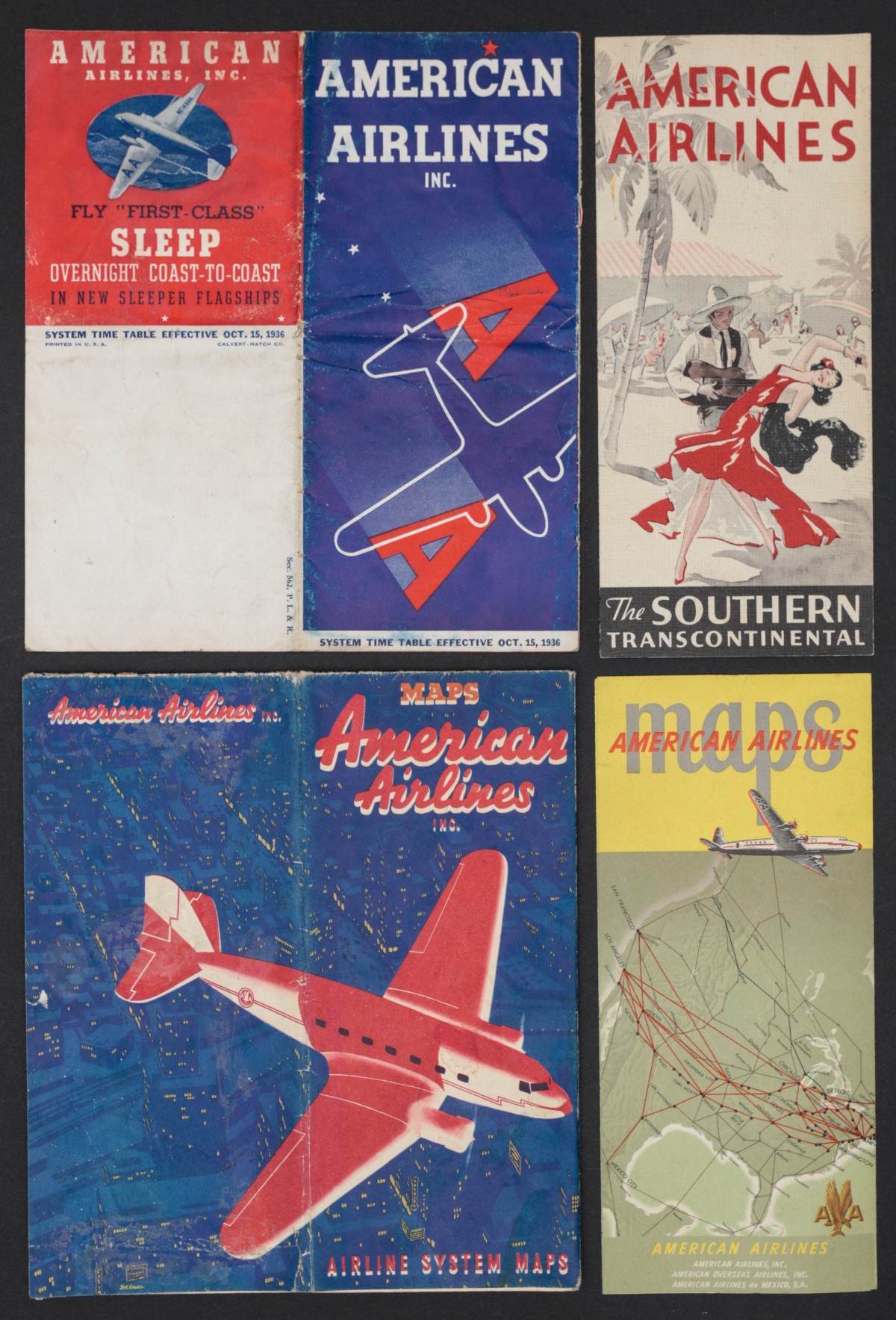 AMERICAN AIRLINES BROCHURES AND MENUS CIRCA 1930s