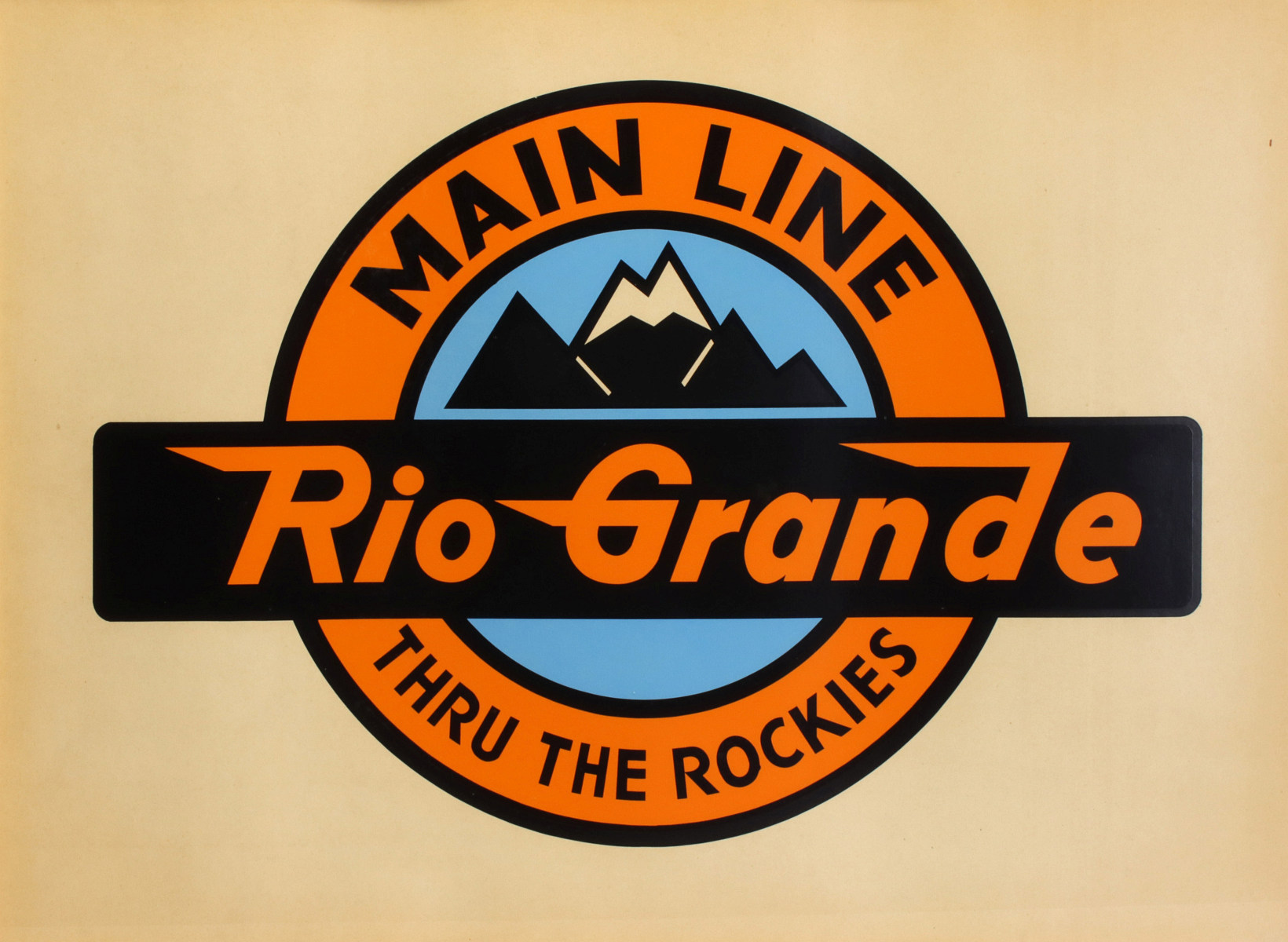 A LARGE PRINTED CARDSTOCK LOGO FOR THE RIO GRANDE RR