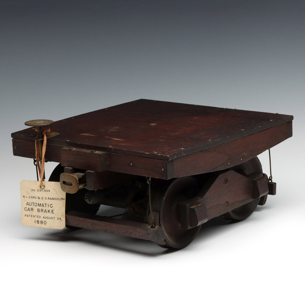 AN 1880 PATENT MODEL FOR AUTOMATIC (RAILROAD) CAR BRAKE