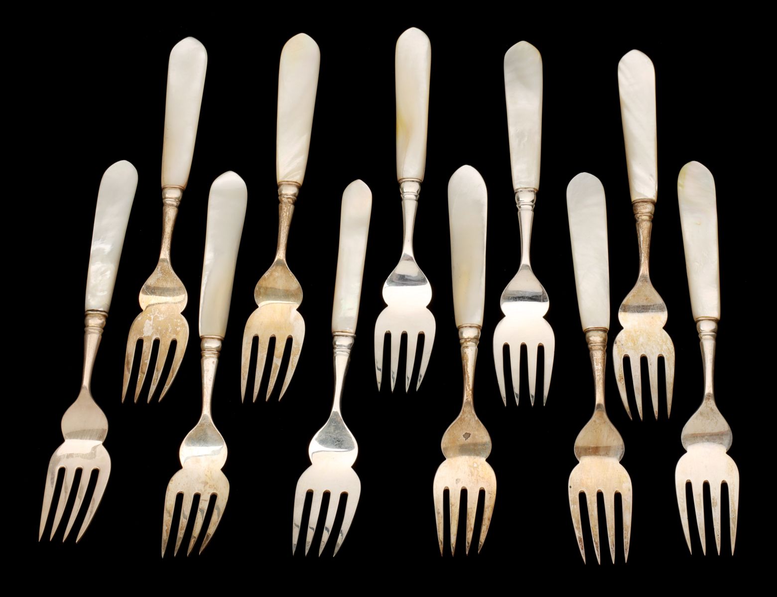 STERLING SILVER FLATWARE WITH MOTHER OF PEARL HANDLES